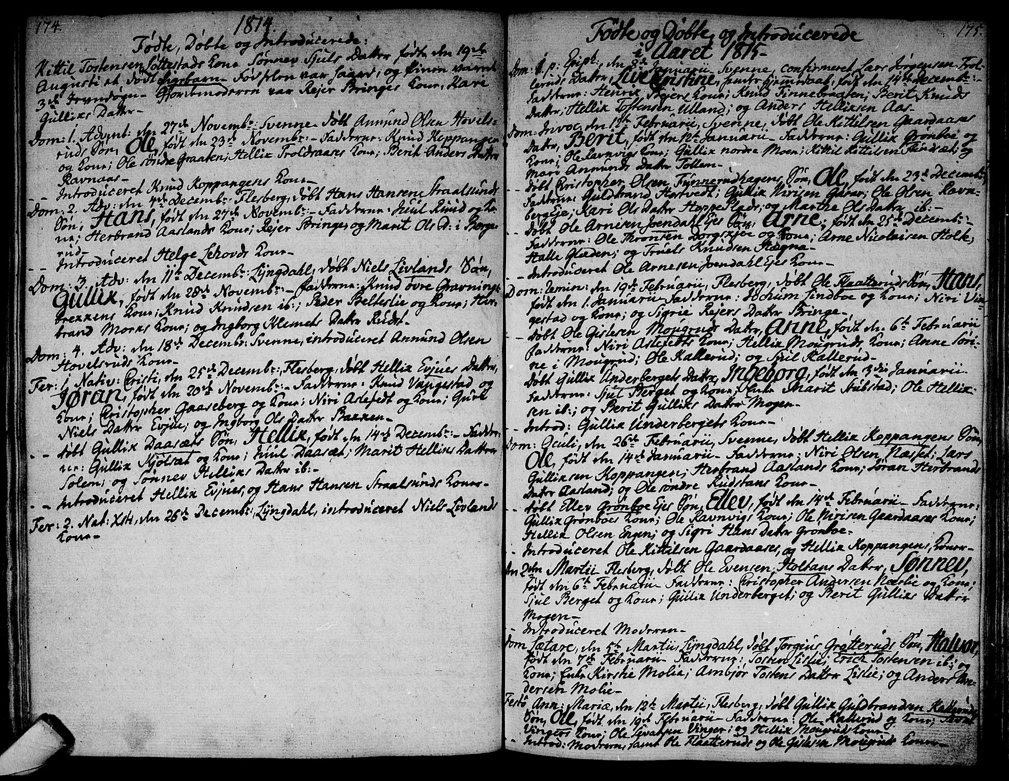 Flesberg kirkebøker, SAKO/A-18/F/Fa/L0004: Parish register (official) no. I 4, 1788-1815, p. 174-175