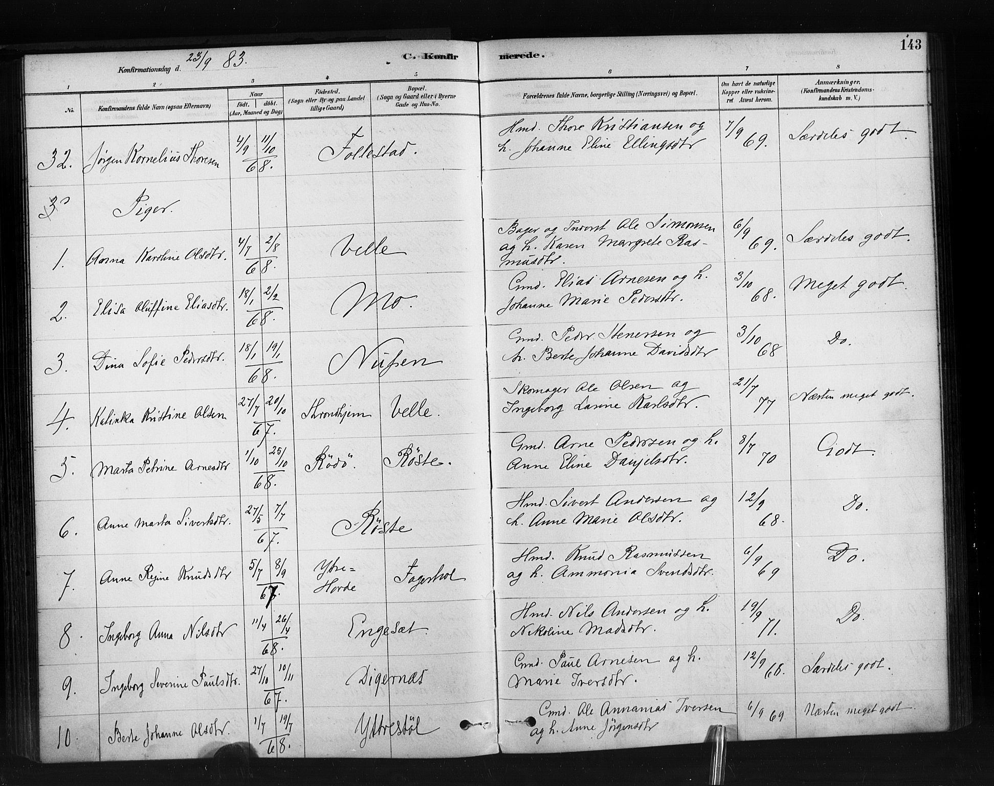 Ministerialprotokoller, klokkerbøker og fødselsregistre - Møre og Romsdal, AV/SAT-A-1454/513/L0176: Parish register (official) no. 513A03, 1877-1889, p. 143