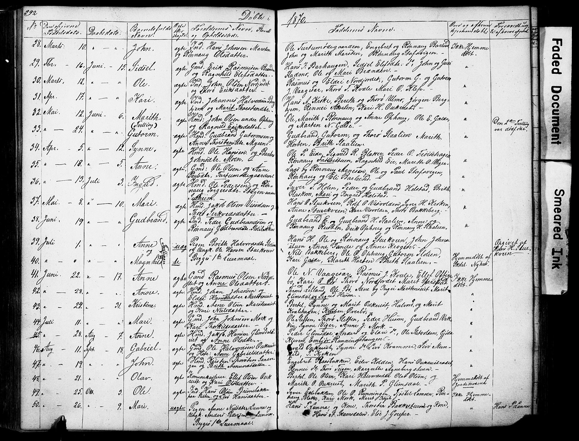 Lom prestekontor, SAH/PREST-070/L/L0012: Parish register (copy) no. 12, 1845-1873, p. 292-293