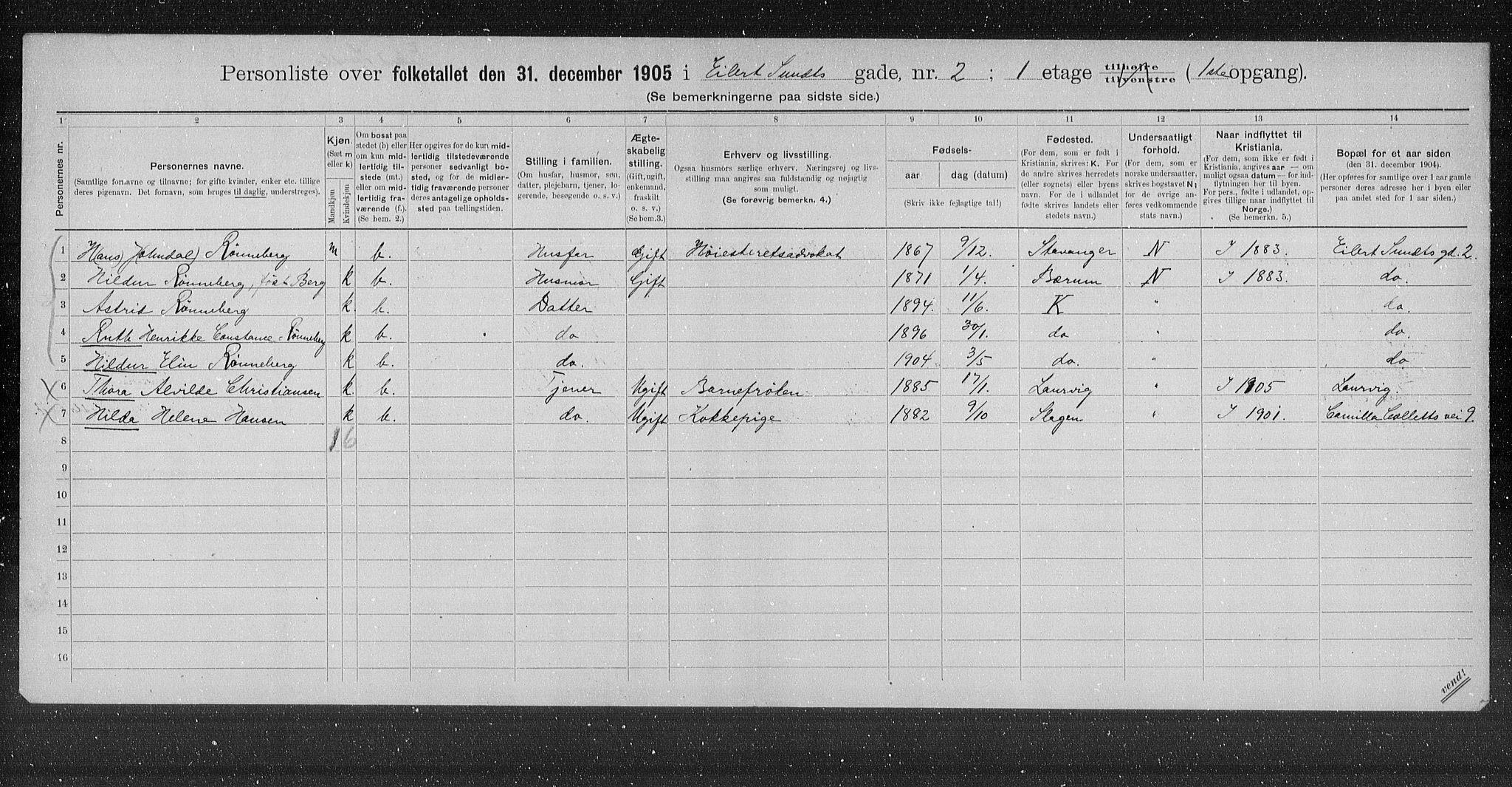 OBA, Municipal Census 1905 for Kristiania, 1905, p. 9799