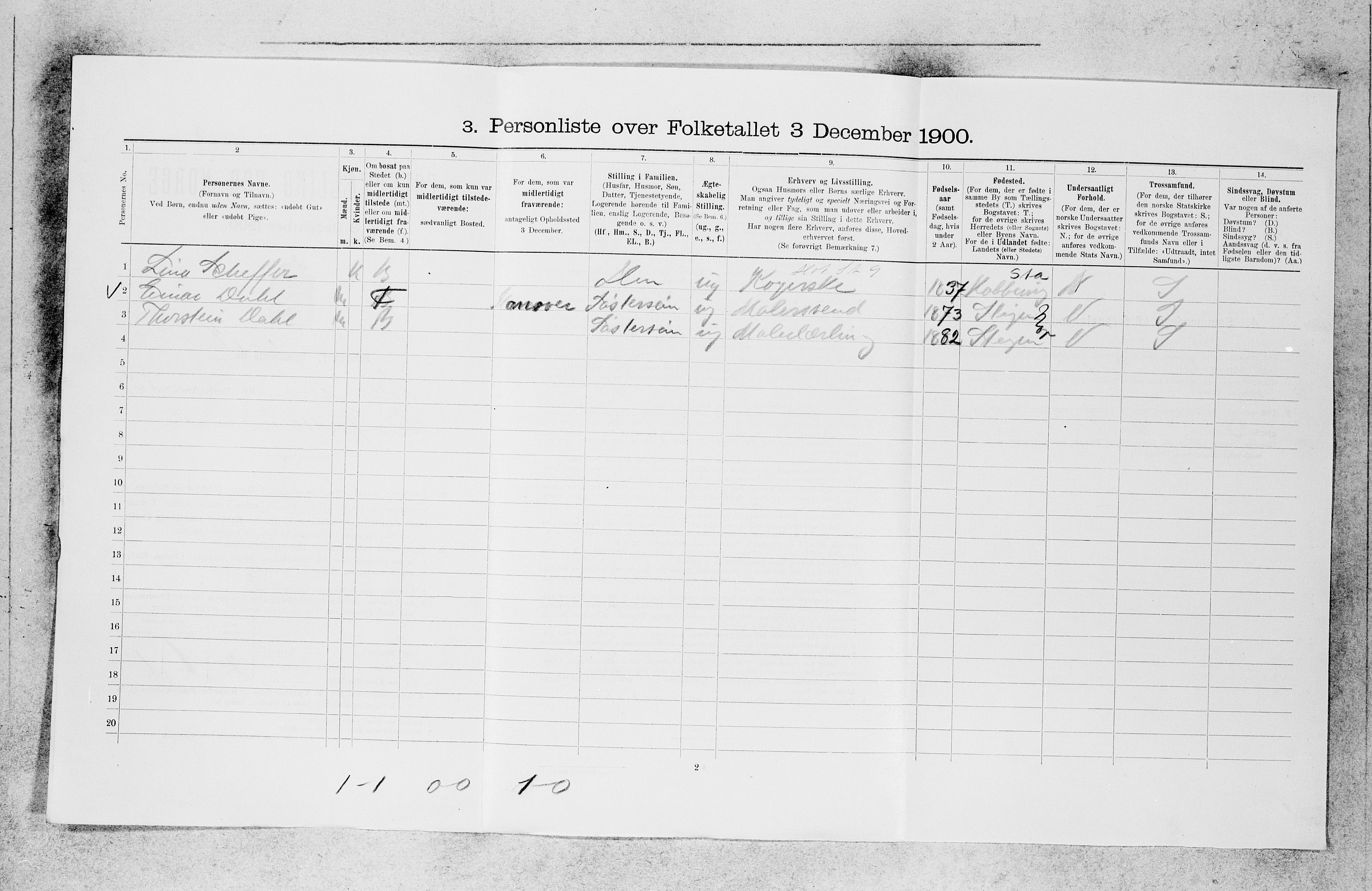 SAB, 1900 census for Bergen, 1900, p. 28263