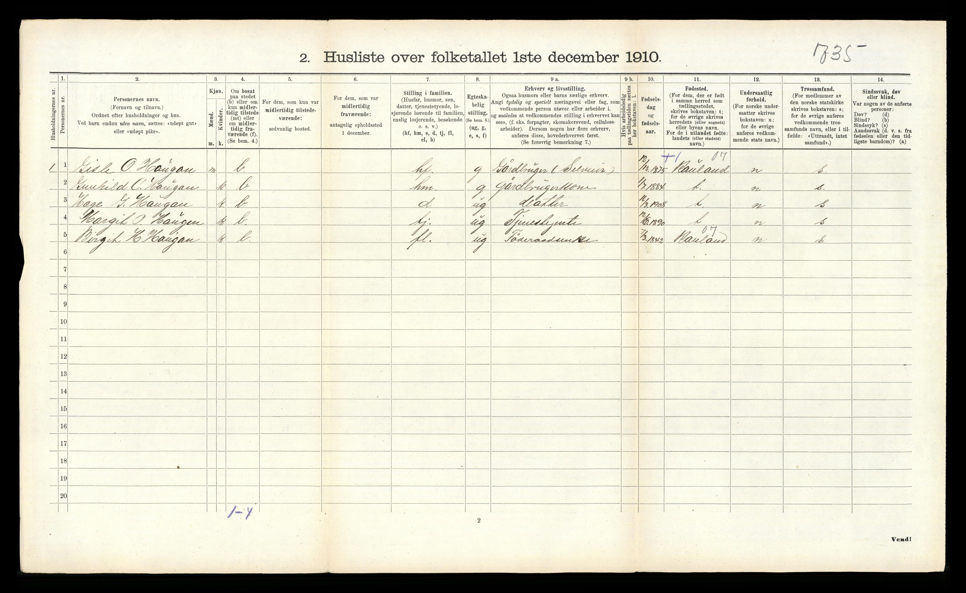 RA, 1910 census for Seljord, 1910, p. 306