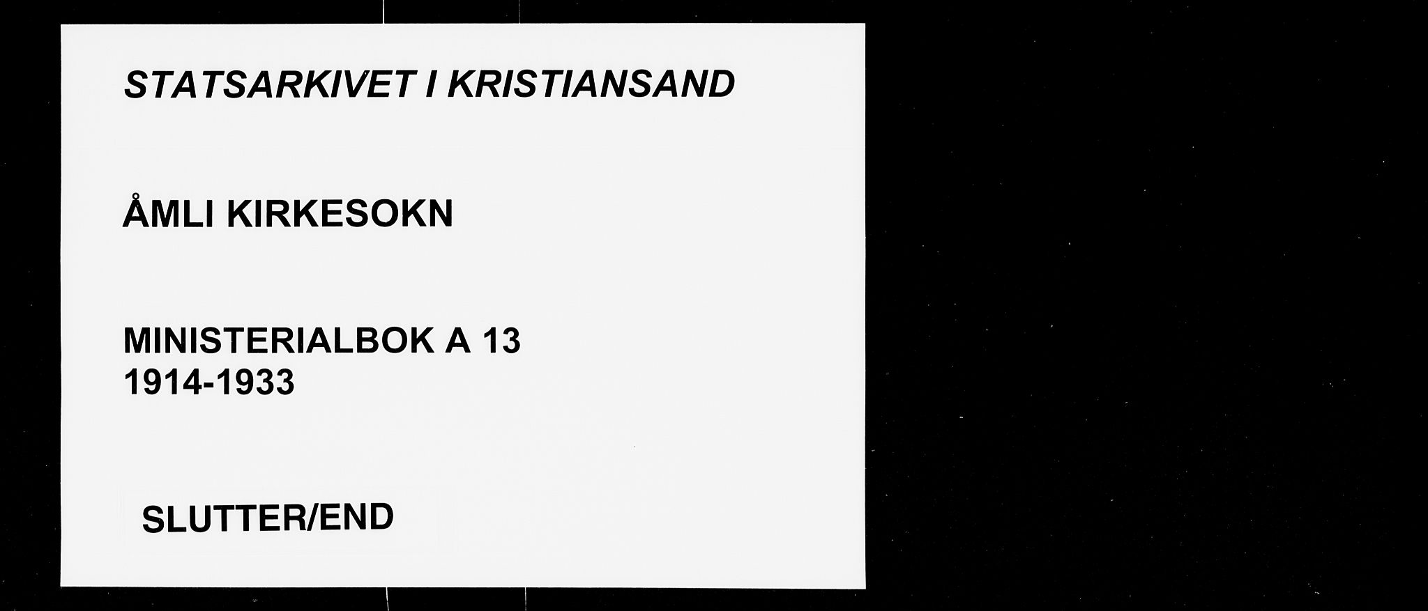 Åmli sokneprestkontor, AV/SAK-1111-0050/F/Fa/Fac/L0013: Parish register (official) no. A 13, 1914-1933