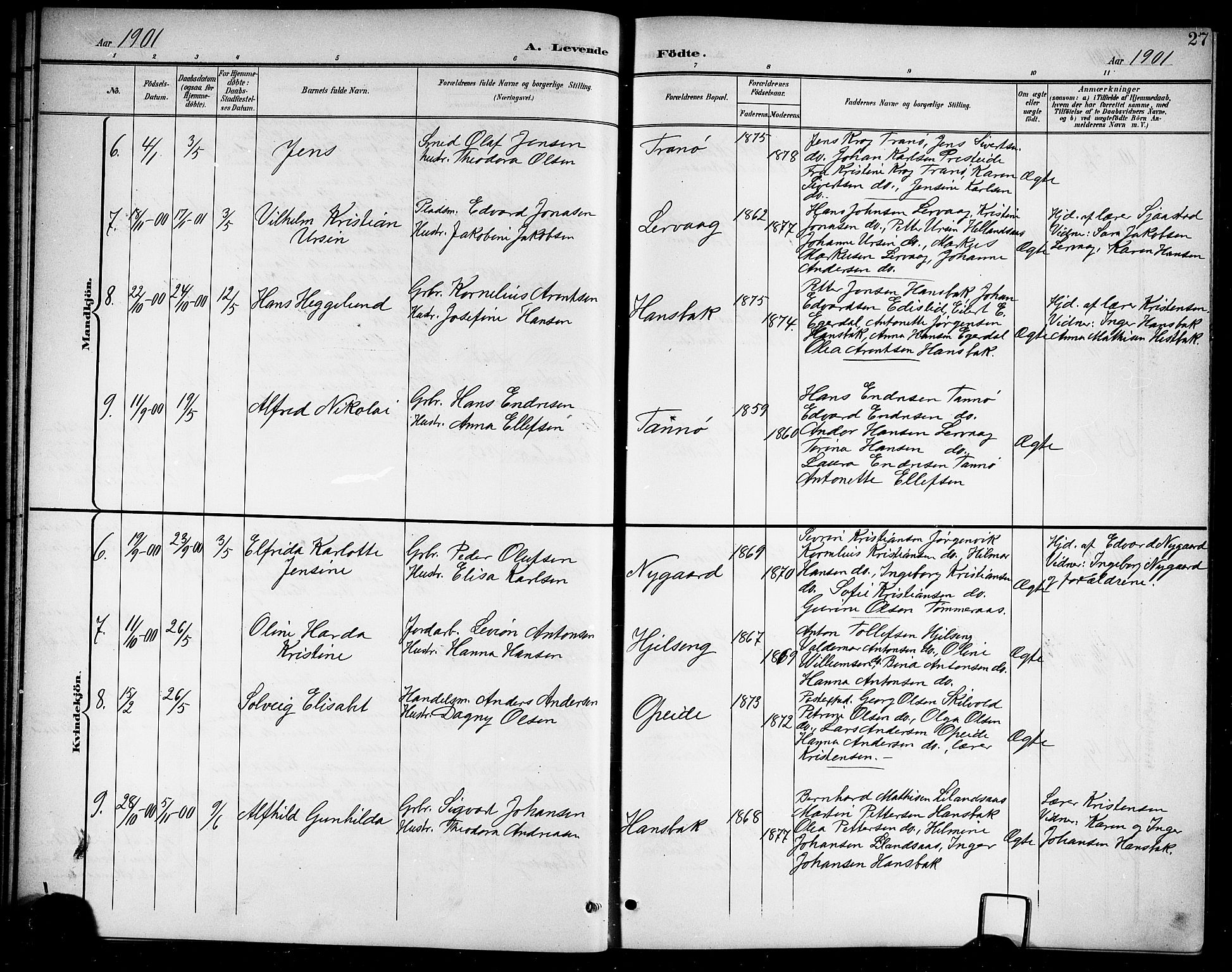 Ministerialprotokoller, klokkerbøker og fødselsregistre - Nordland, AV/SAT-A-1459/859/L0860: Parish register (copy) no. 859C06, 1899-1909, p. 27