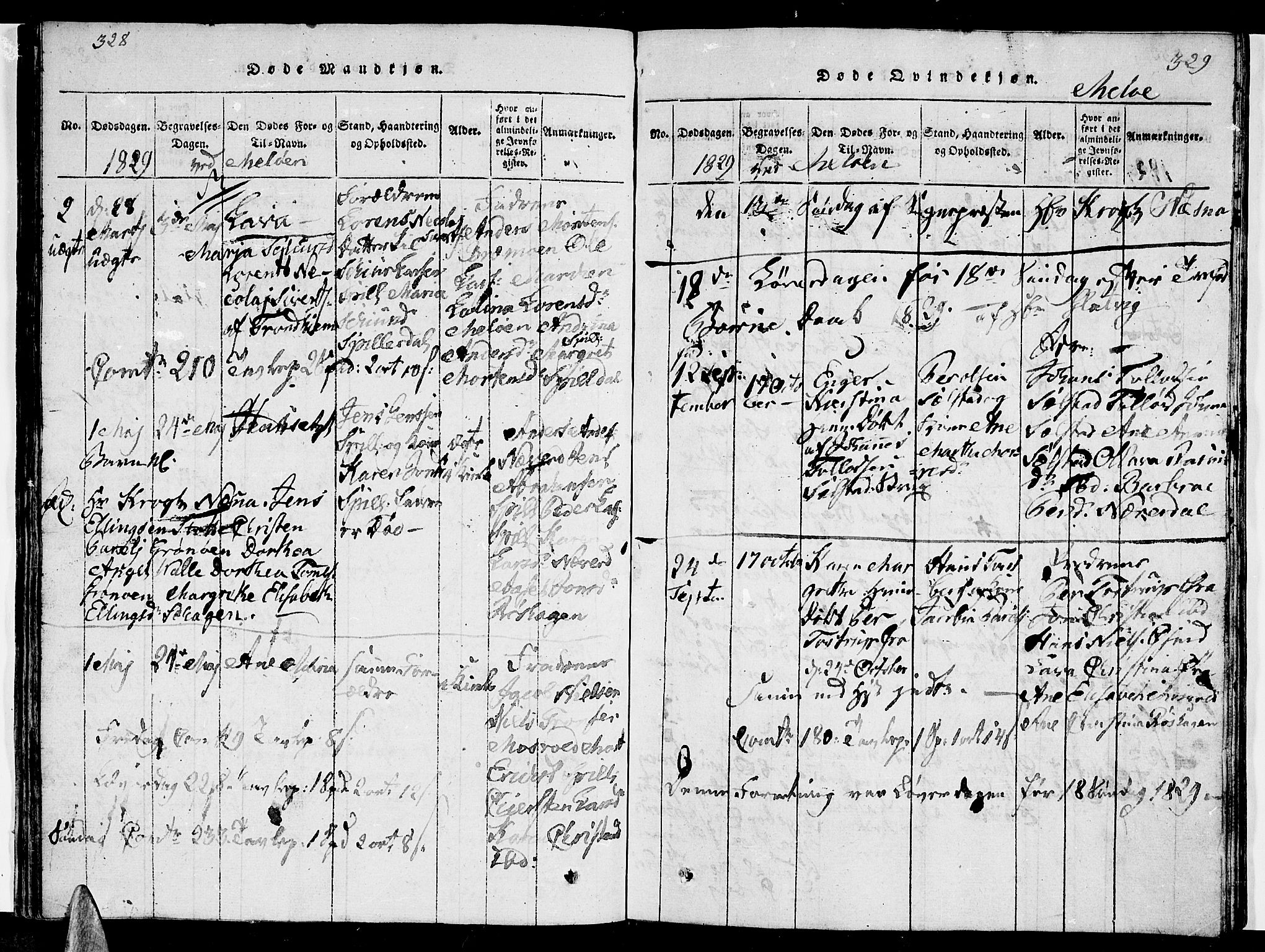 Ministerialprotokoller, klokkerbøker og fødselsregistre - Nordland, AV/SAT-A-1459/841/L0617: Parish register (copy) no. 841C01 /2, 1820-1830, p. 328-329