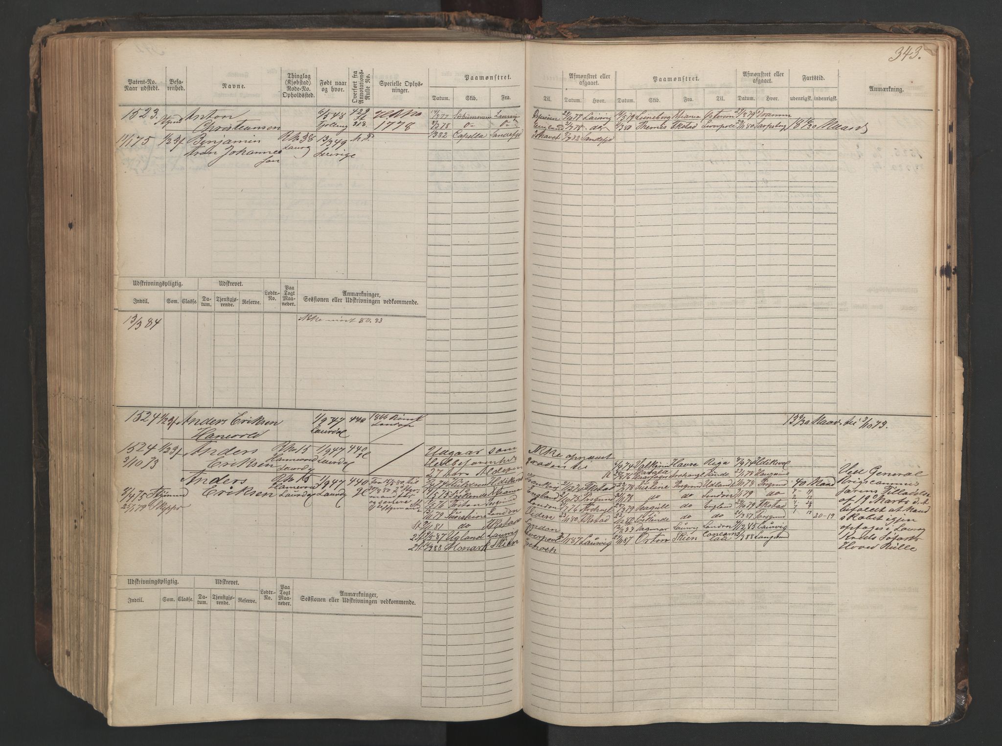 Larvik innrulleringskontor, AV/SAKO-A-787/F/Fc/L0003: Hovedrulle, 1868, p. 351