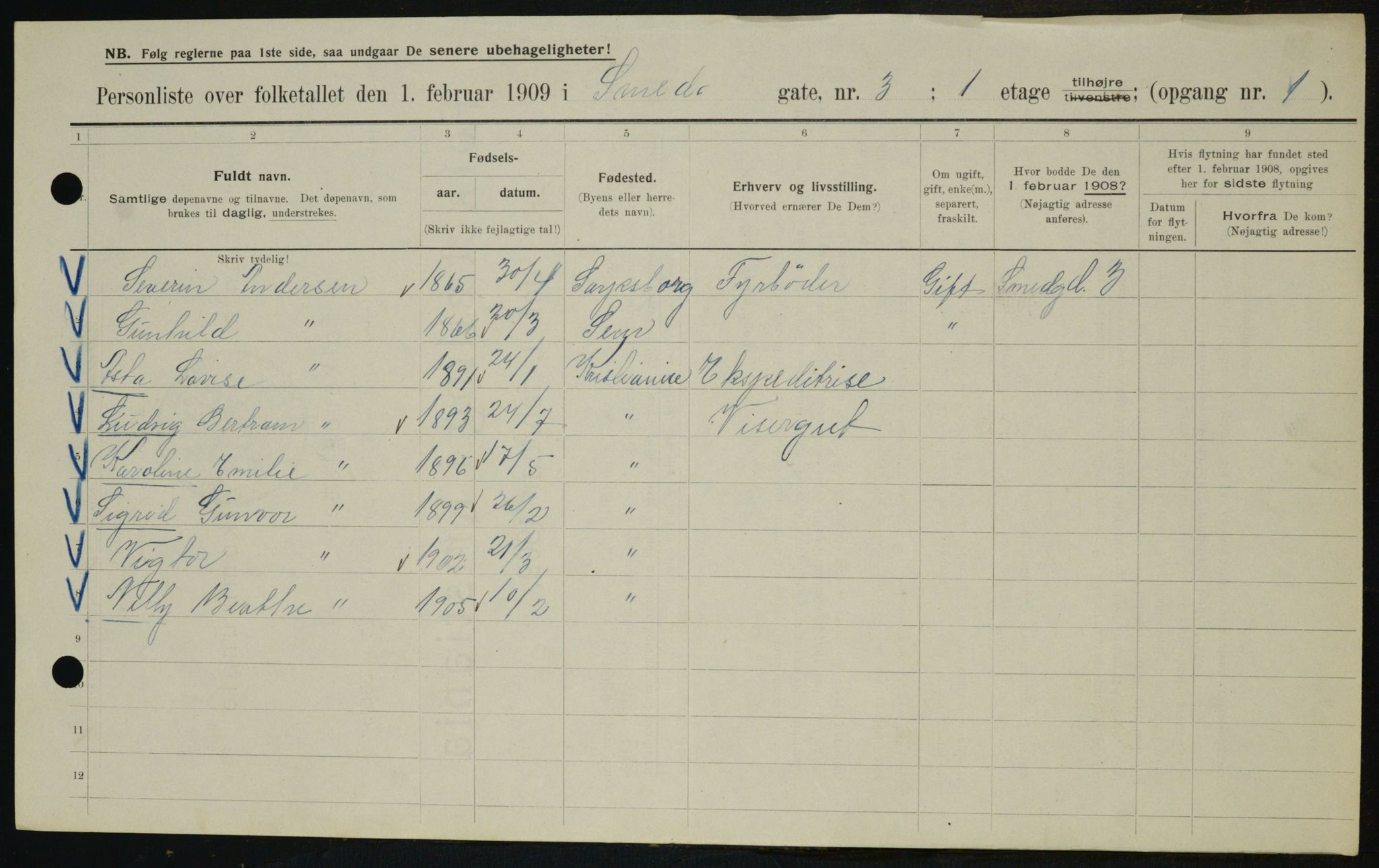 OBA, Municipal Census 1909 for Kristiania, 1909, p. 88079