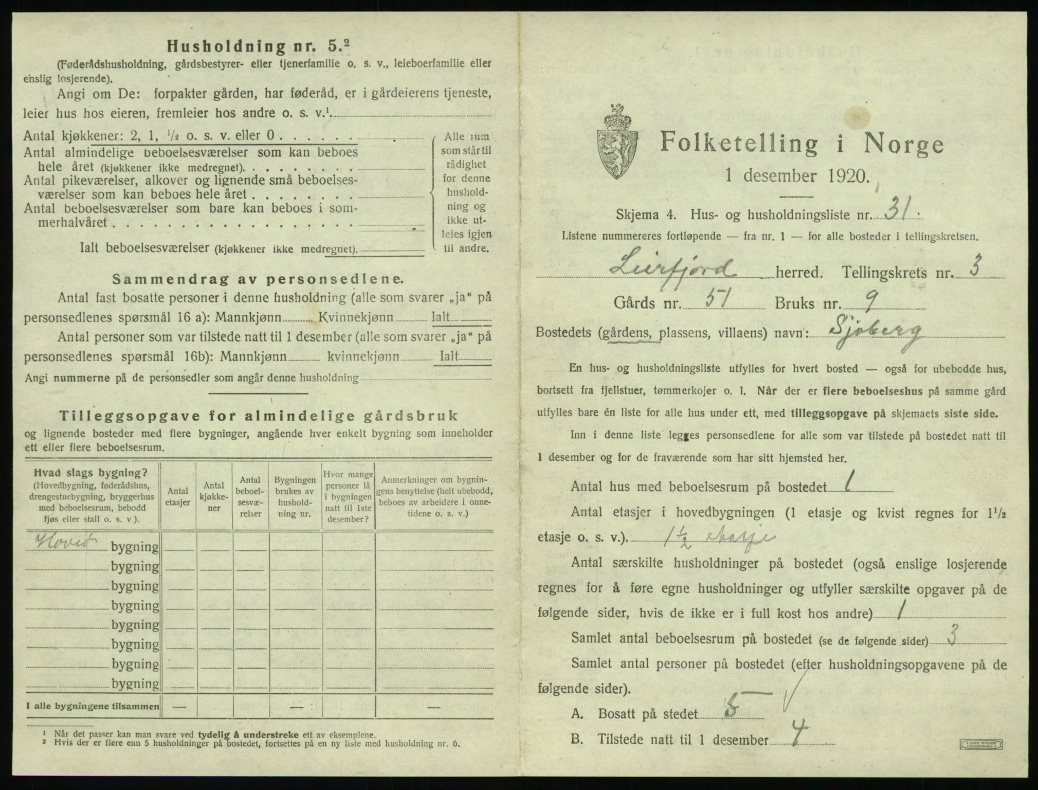 SAT, 1920 census for Leirfjord, 1920, p. 307