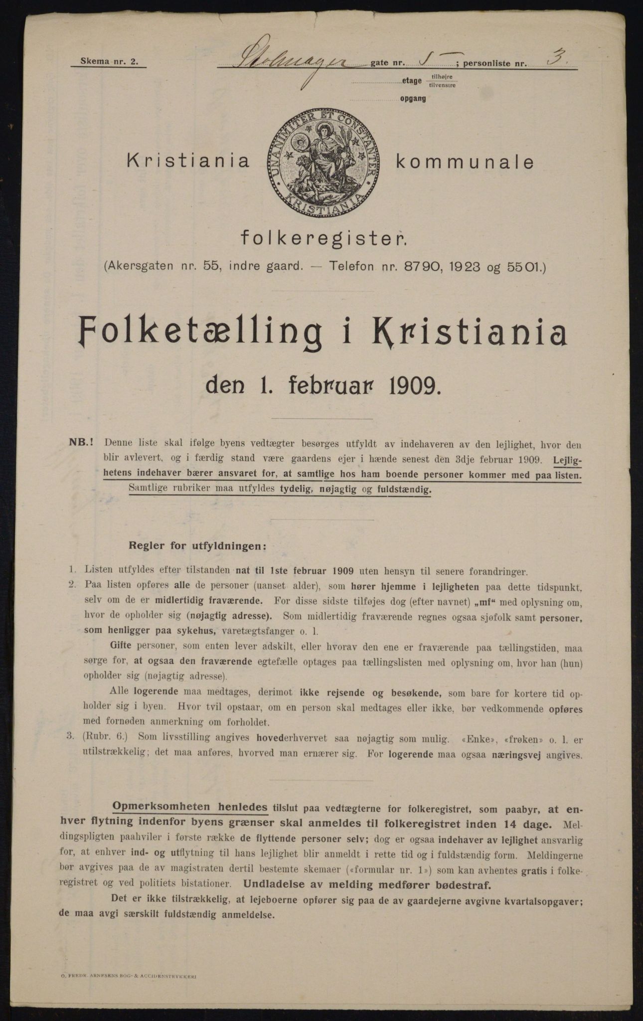 OBA, Municipal Census 1909 for Kristiania, 1909, p. 92805