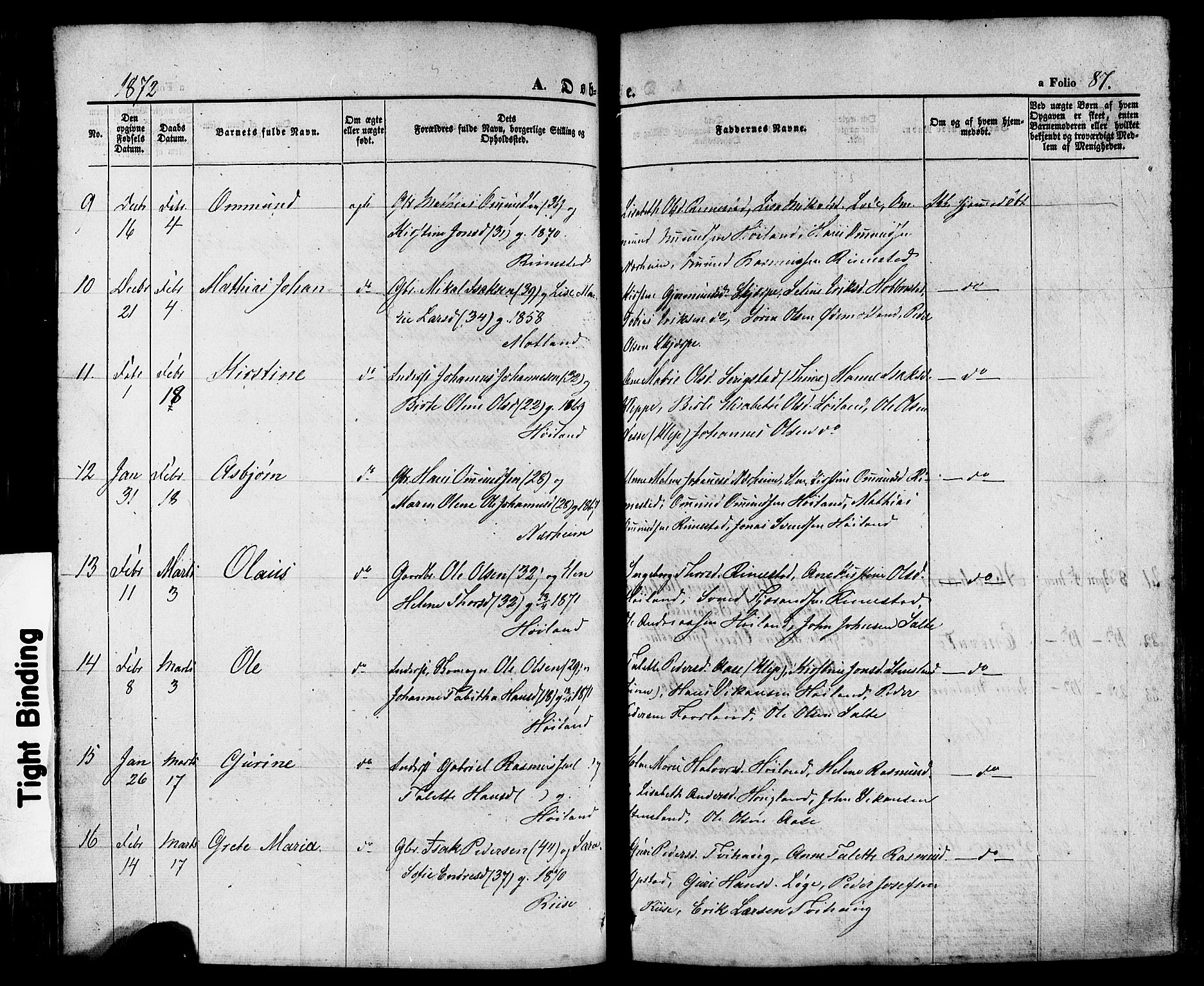 Hå sokneprestkontor, AV/SAST-A-101801/001/30BA/L0008: Parish register (official) no. A 7, 1853-1878, p. 87