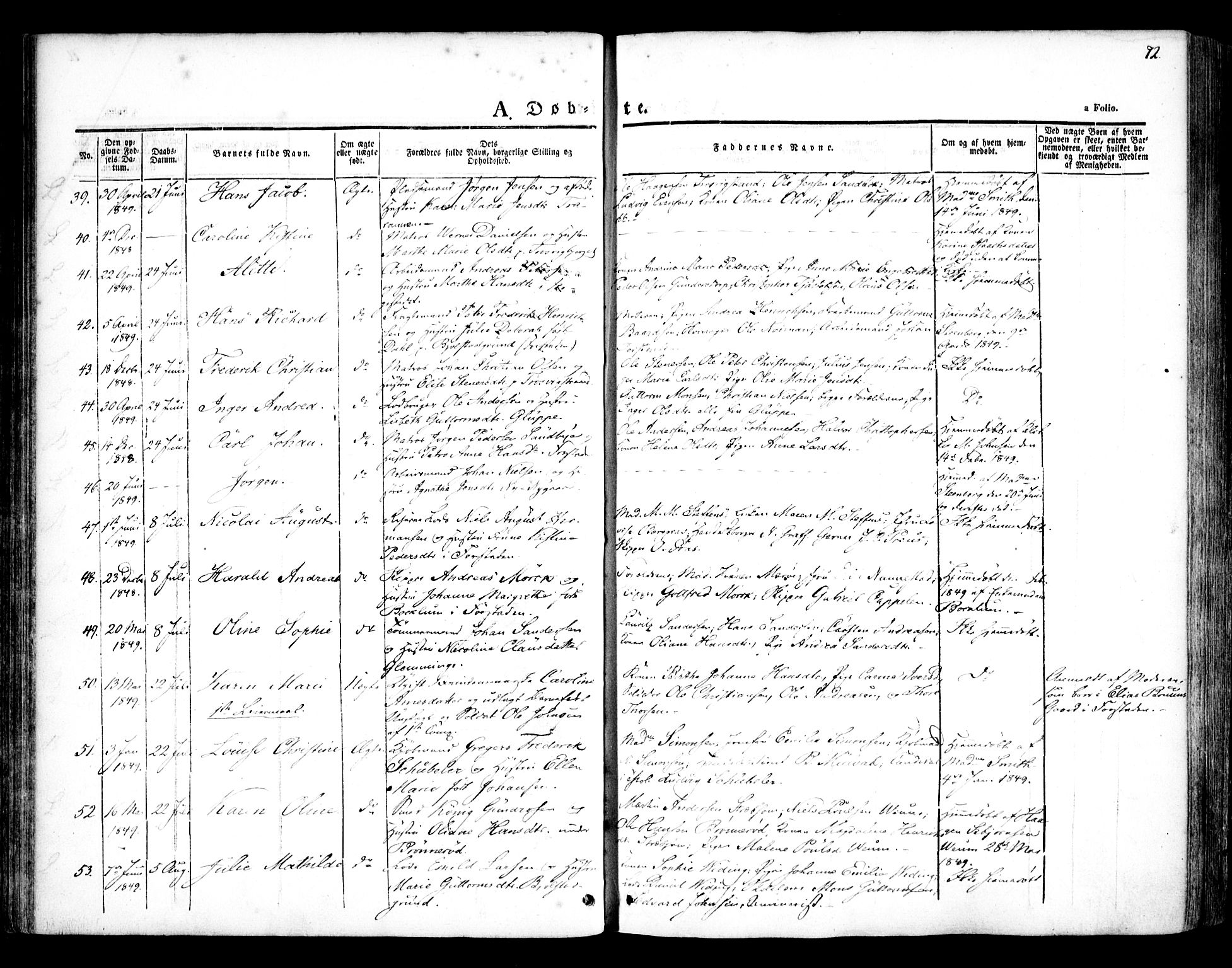 Glemmen prestekontor Kirkebøker, AV/SAO-A-10908/F/Fa/L0005: Parish register (official) no. 5, 1838-1852, p. 72