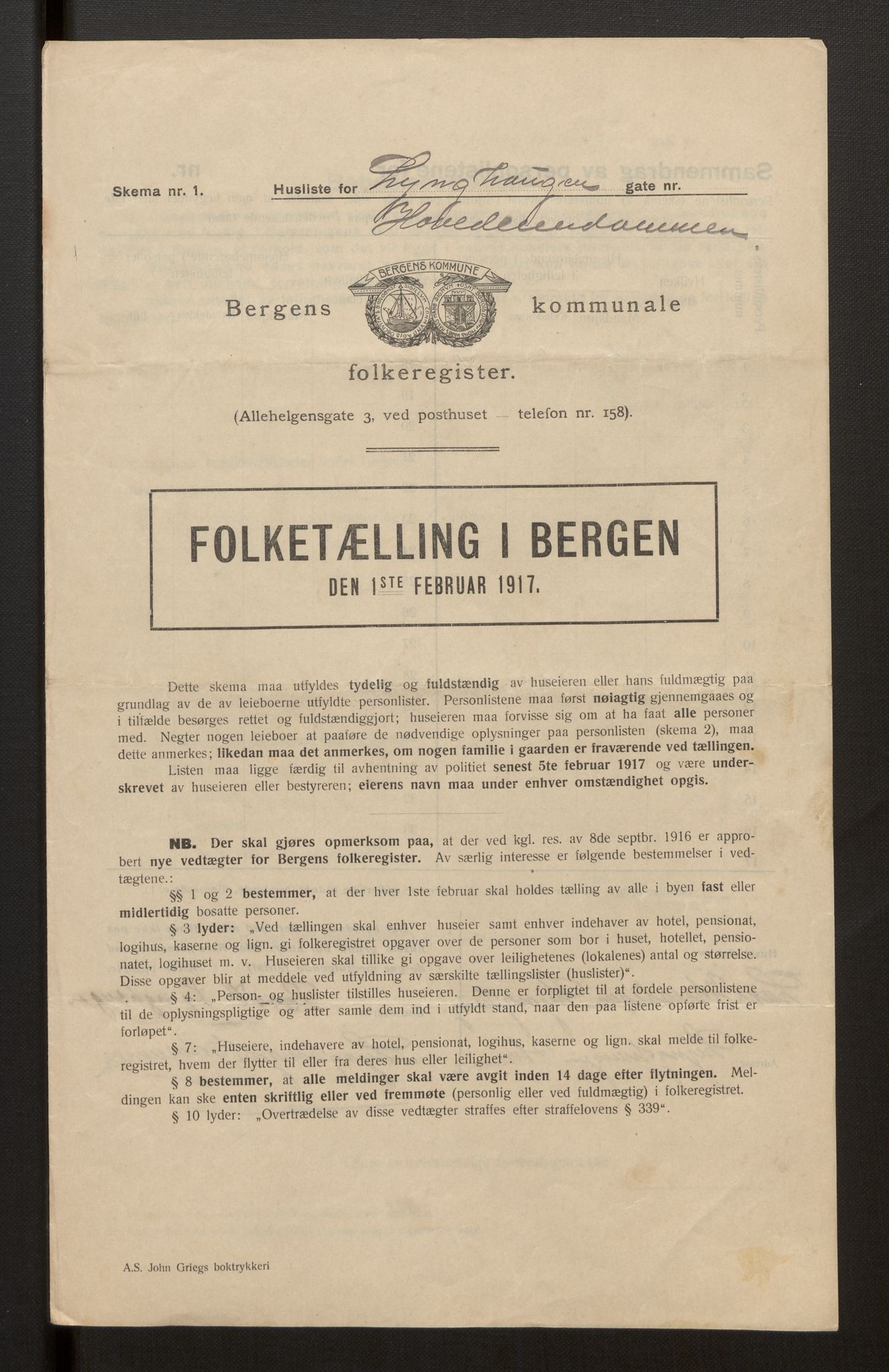 SAB, Municipal Census 1917 for Bergen, 1917, p. 22246