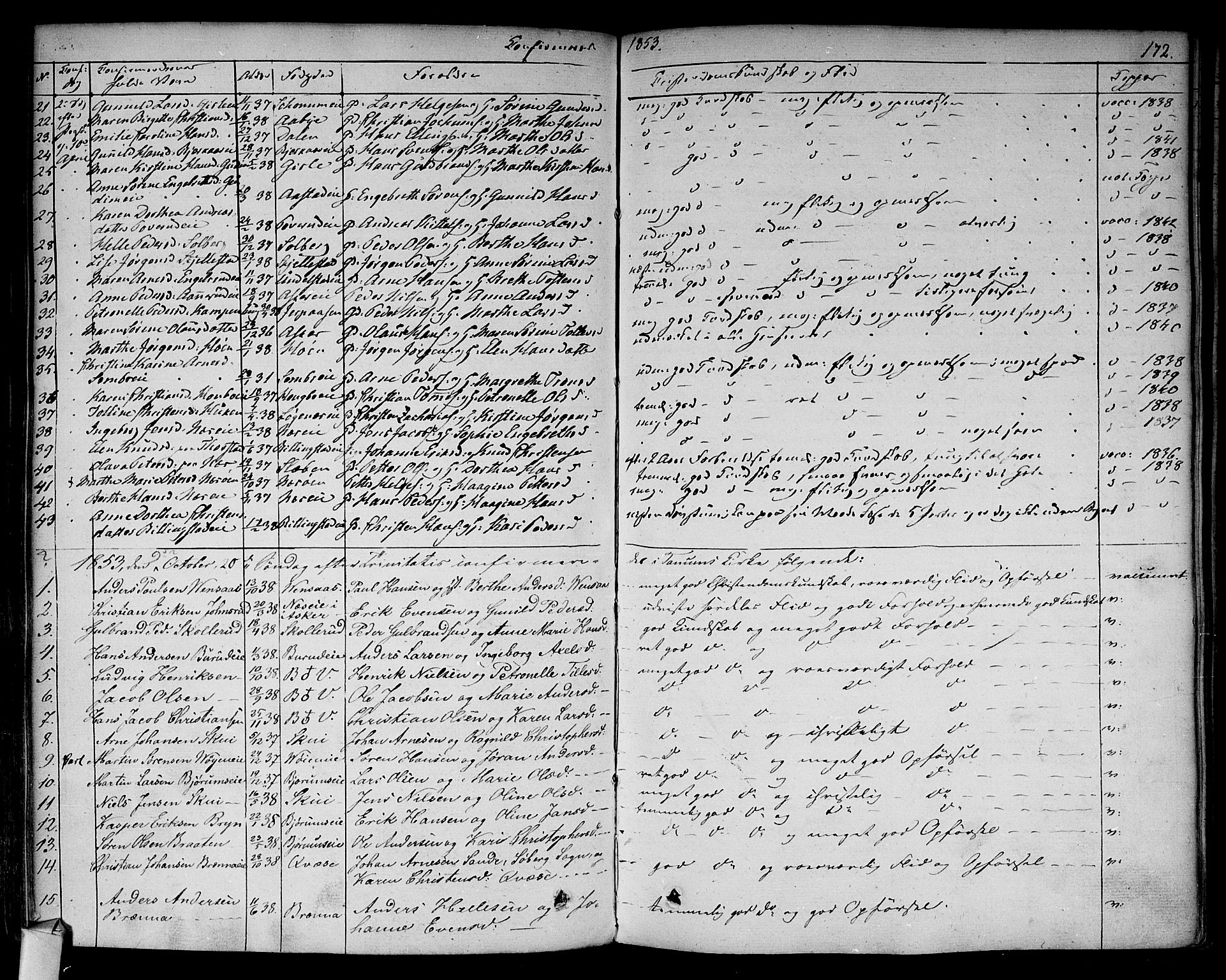 Asker prestekontor Kirkebøker, SAO/A-10256a/F/Fa/L0009: Parish register (official) no. I 9, 1825-1878, p. 172