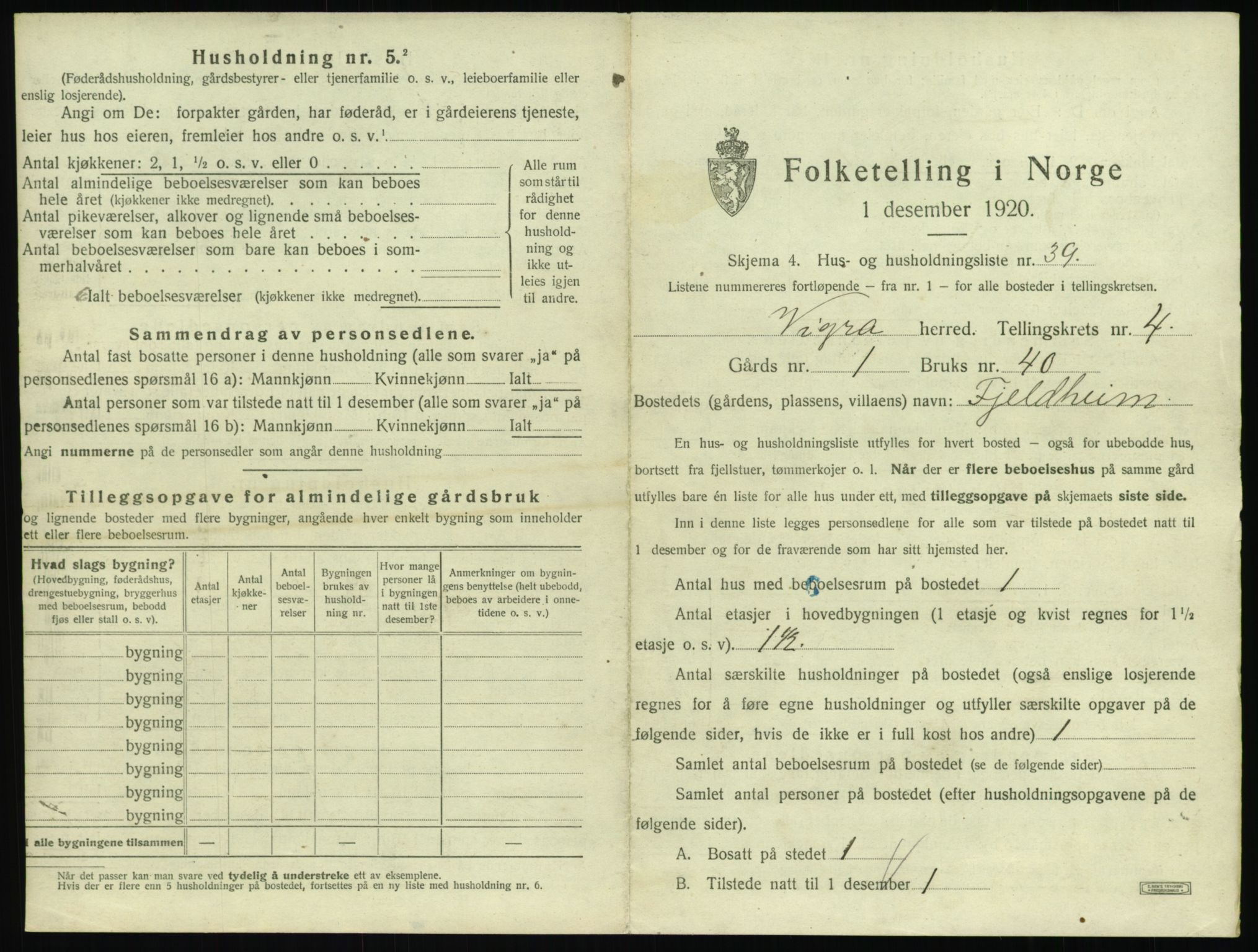 SAT, 1920 census for Vigra, 1920, p. 288