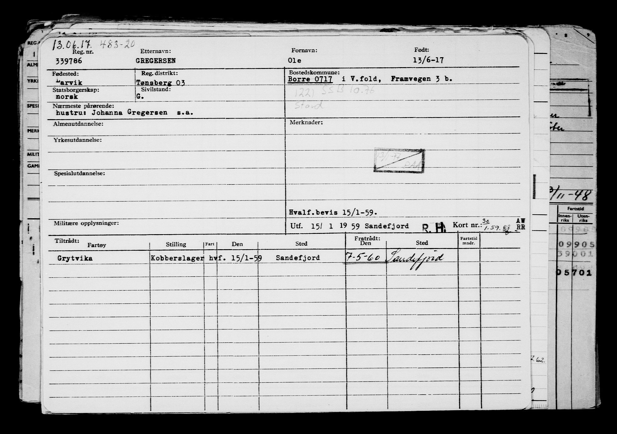 Direktoratet for sjømenn, AV/RA-S-3545/G/Gb/L0149: Hovedkort, 1917, p. 252