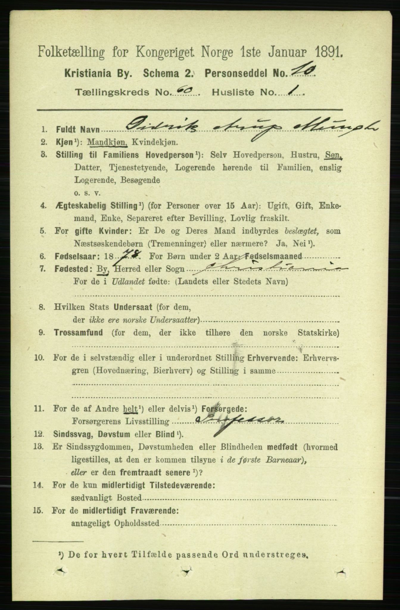 RA, 1891 census for 0301 Kristiania, 1891, p. 31919