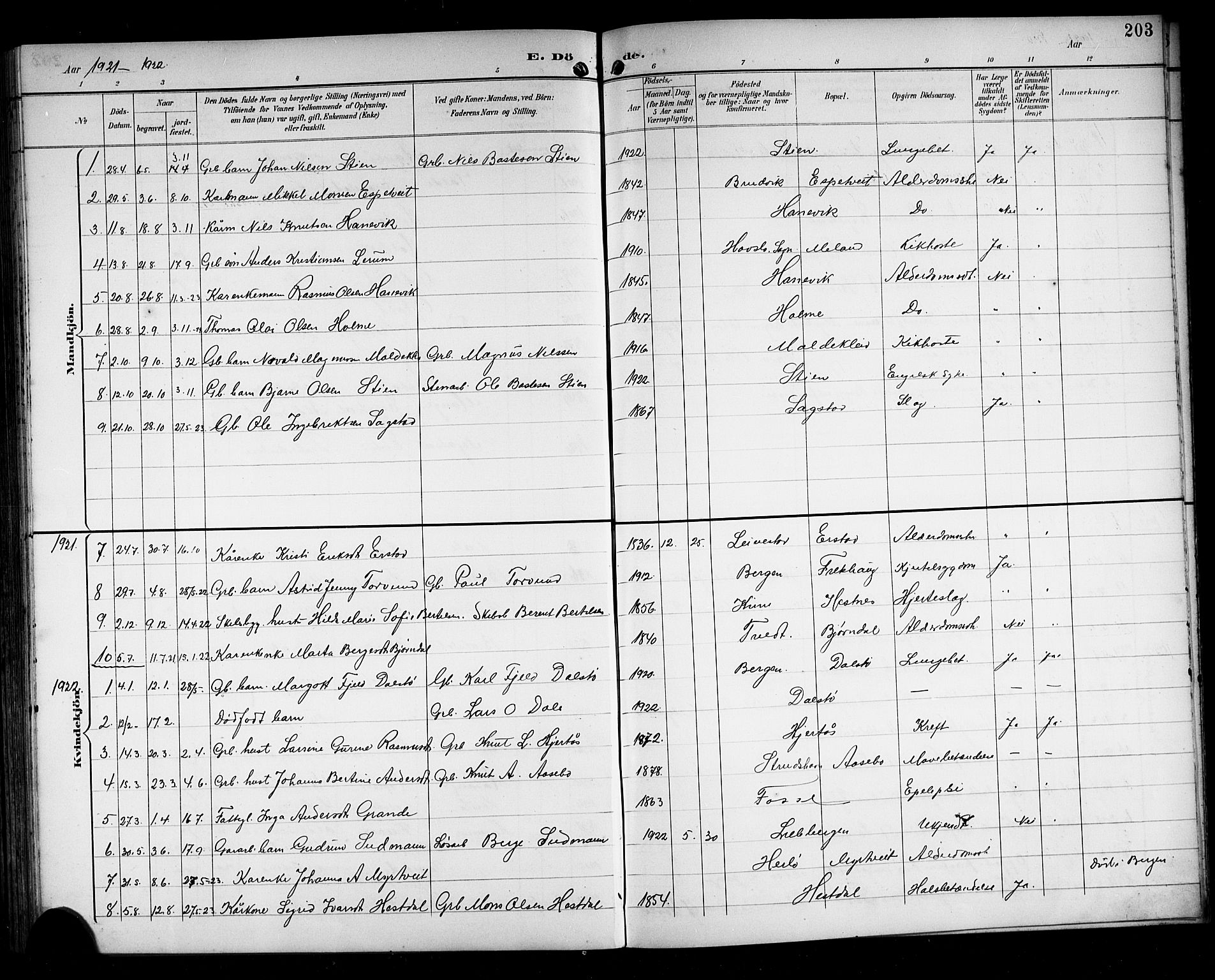 Alversund Sokneprestembete, SAB/A-73901/H/Ha/Hab: Parish register (copy) no. C 4, 1894-1924, p. 203