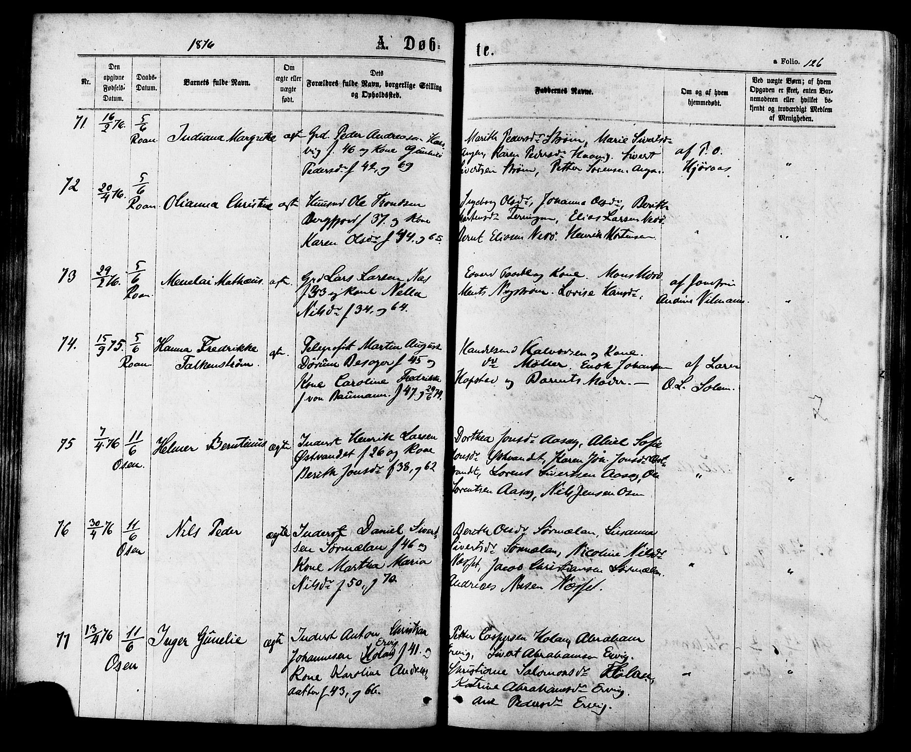 Ministerialprotokoller, klokkerbøker og fødselsregistre - Sør-Trøndelag, SAT/A-1456/657/L0706: Parish register (official) no. 657A07, 1867-1878, p. 126