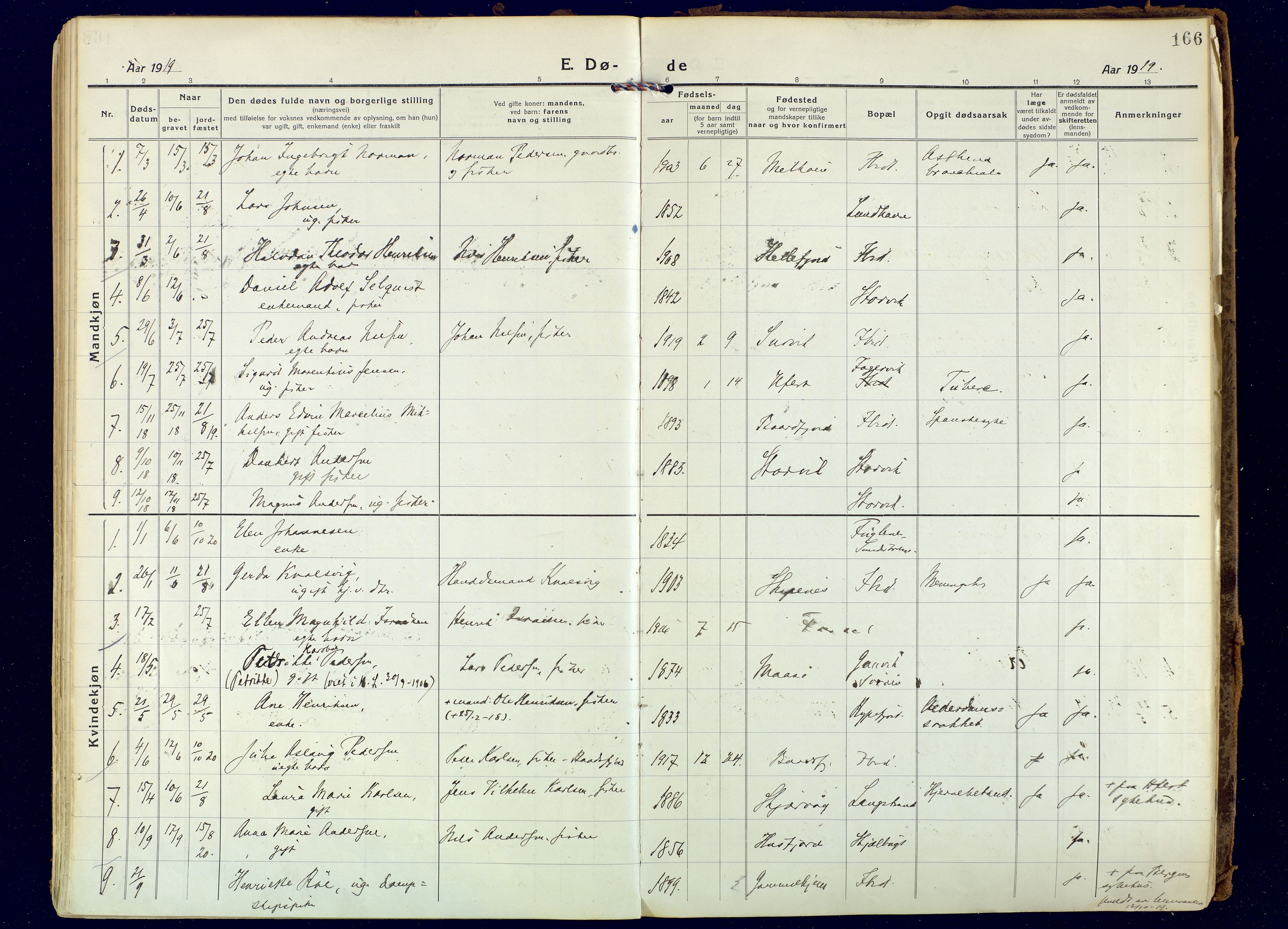 Hammerfest sokneprestkontor, SATØ/S-1347: Parish register (official) no. 18, 1918-1933, p. 166