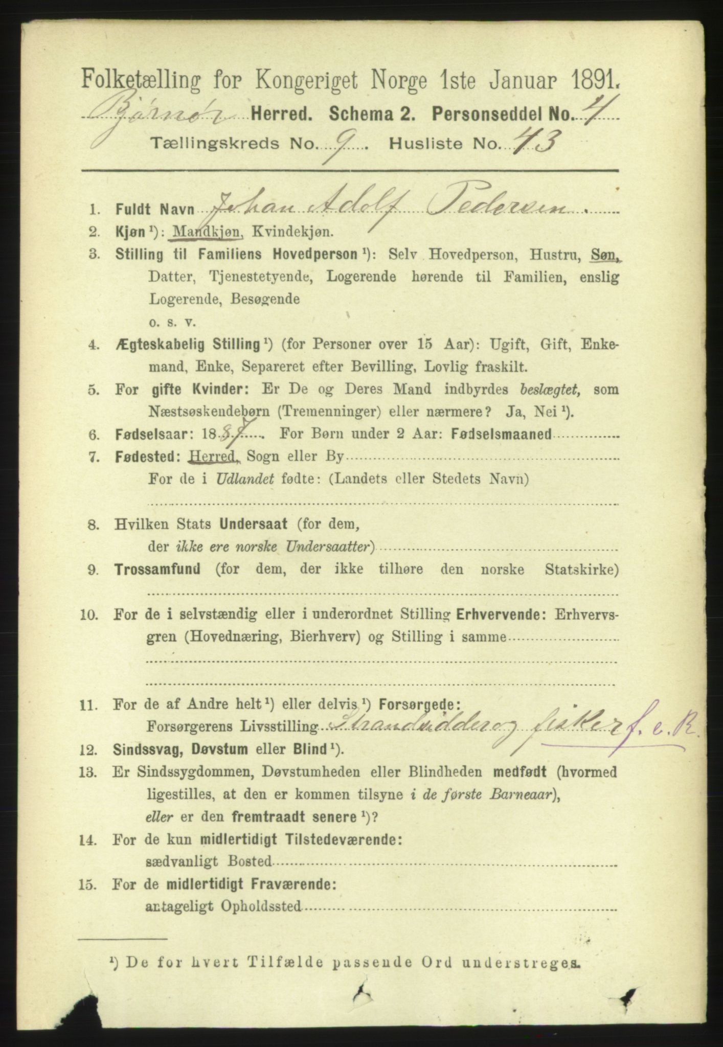 RA, 1891 census for 1632 Bjørnør, 1891, p. 4082