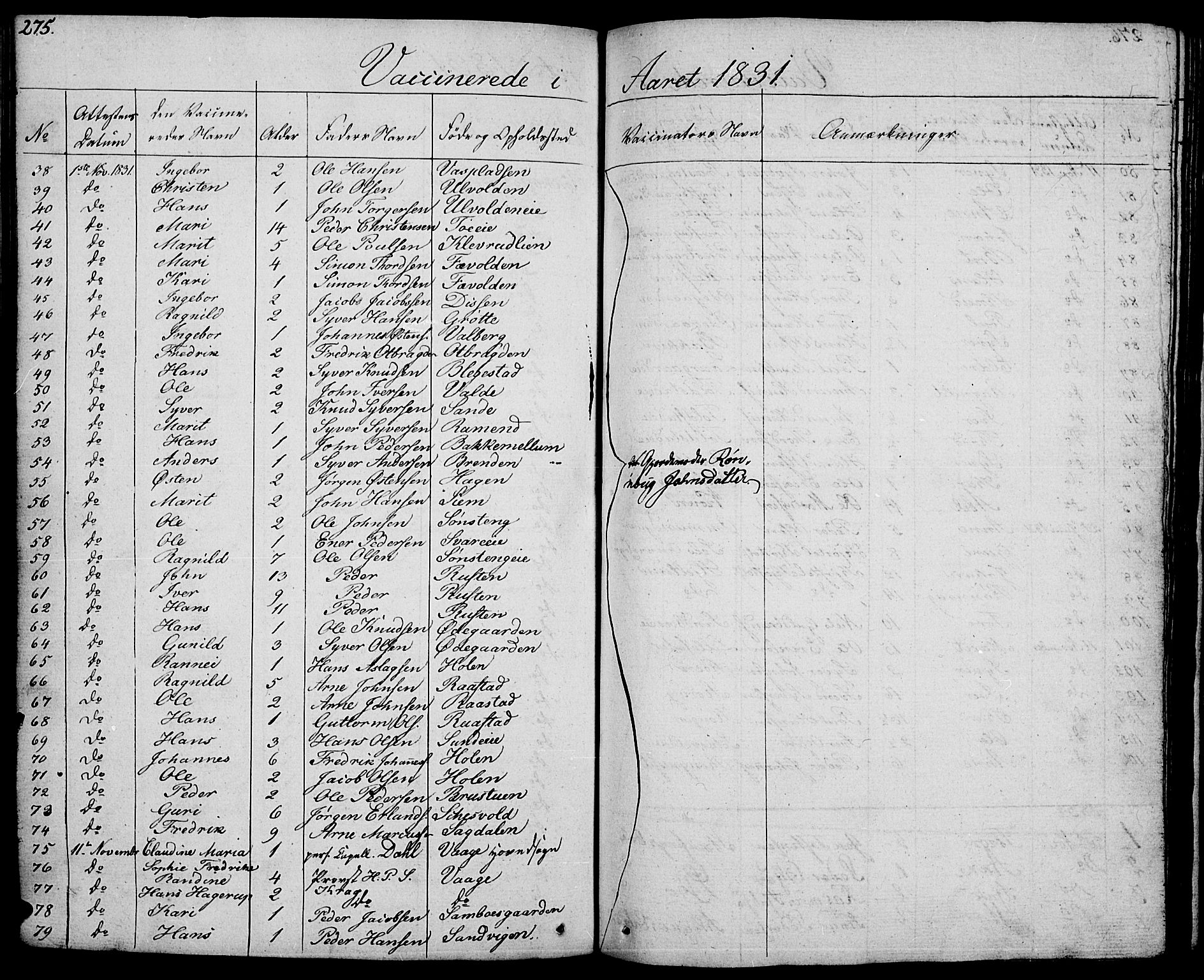 Vågå prestekontor, SAH/PREST-076/H/Ha/Haa/L0004: Parish register (official) no. 4 /1, 1827-1842, p. 275