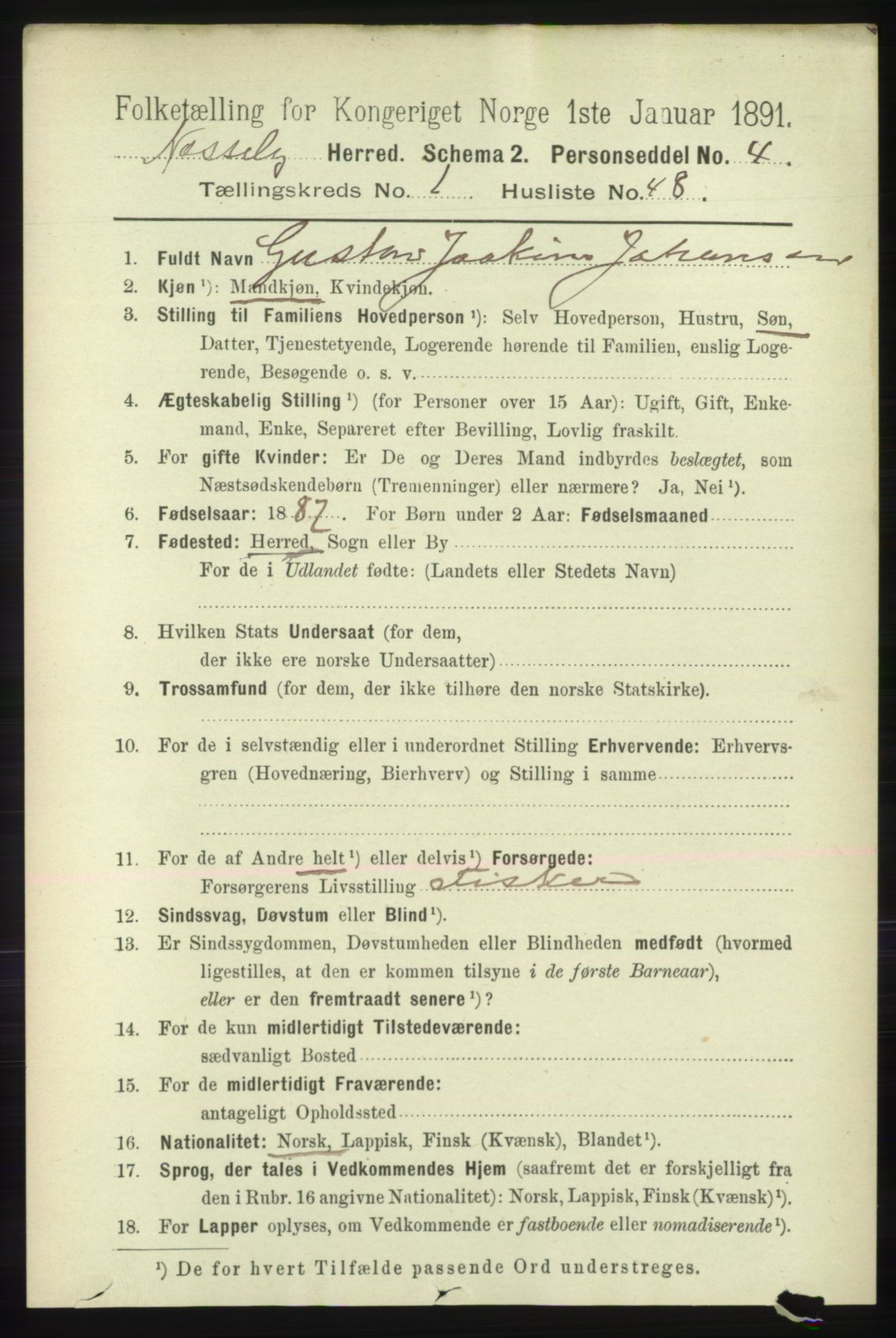 RA, 1891 census for 2027 Nesseby, 1891, p. 369