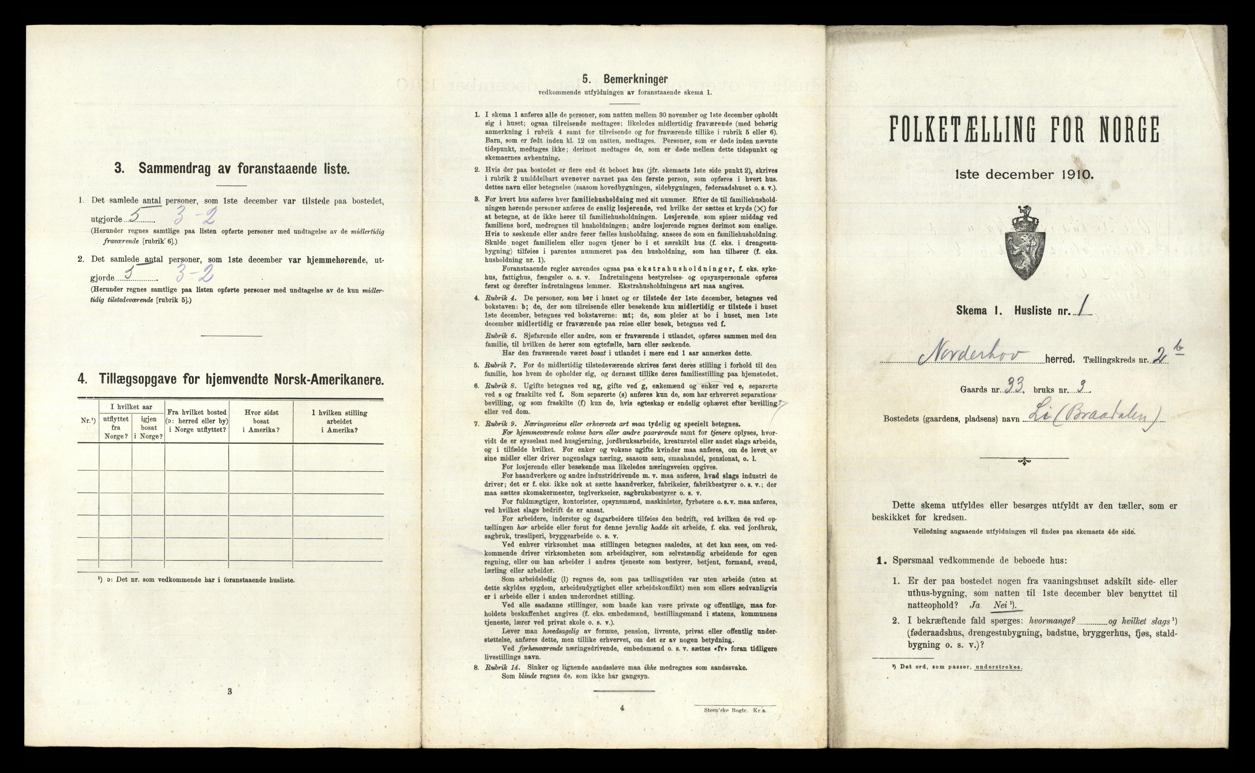 RA, 1910 census for Norderhov, 1910, p. 378