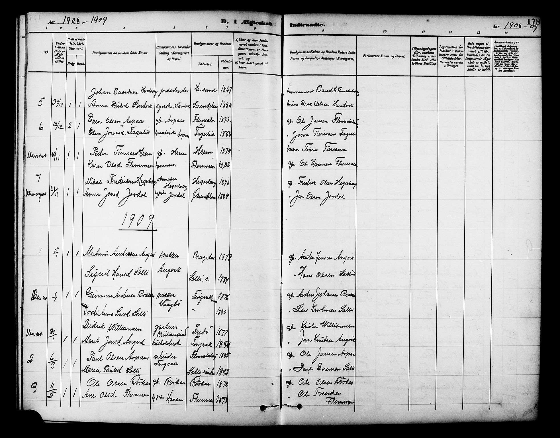 Ministerialprotokoller, klokkerbøker og fødselsregistre - Møre og Romsdal, AV/SAT-A-1454/586/L0992: Parish register (copy) no. 586C03, 1892-1909, p. 178