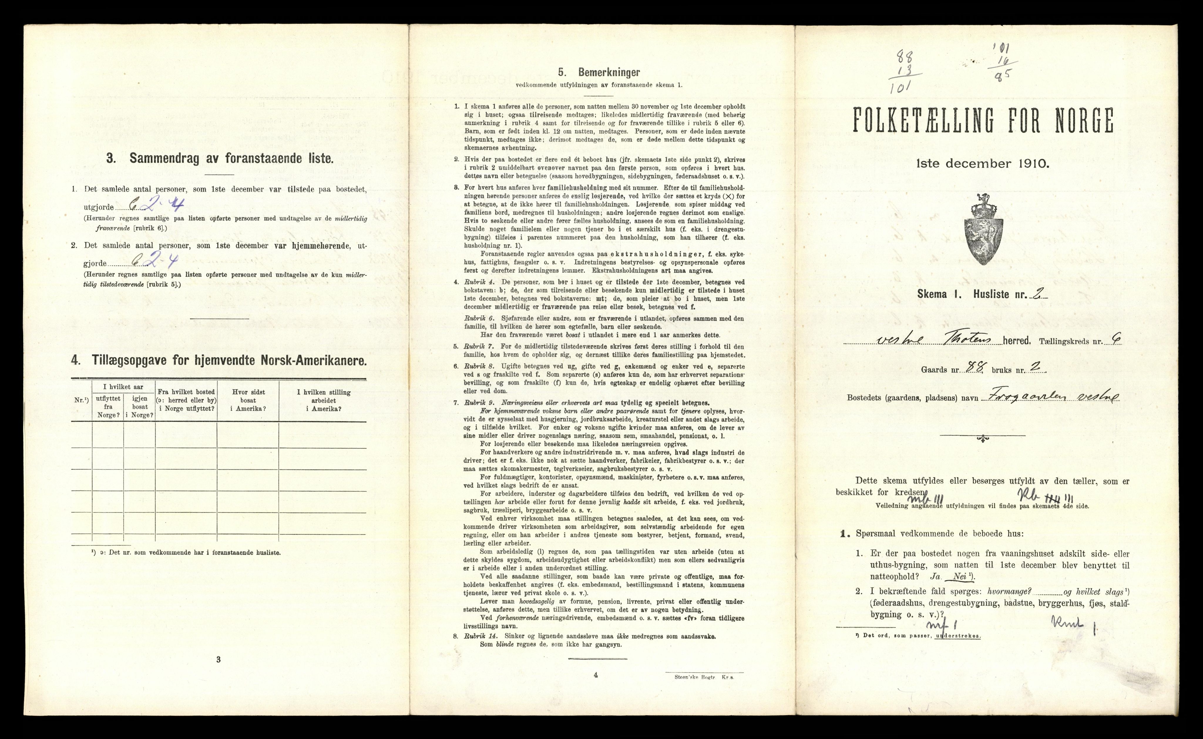 RA, 1910 census for Vestre Toten, 1910, p. 853