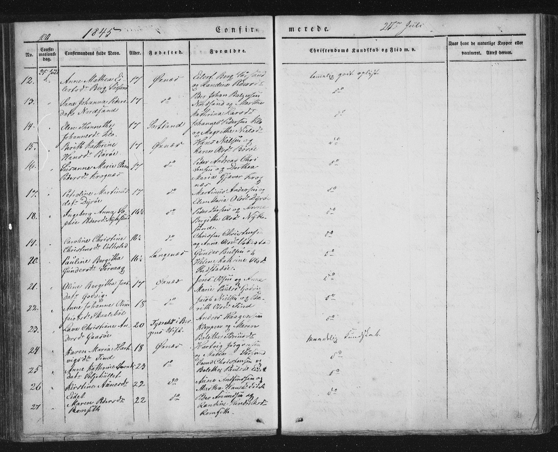 Ministerialprotokoller, klokkerbøker og fødselsregistre - Nordland, AV/SAT-A-1459/893/L1332: Parish register (official) no. 893A05, 1841-1858, p. 100