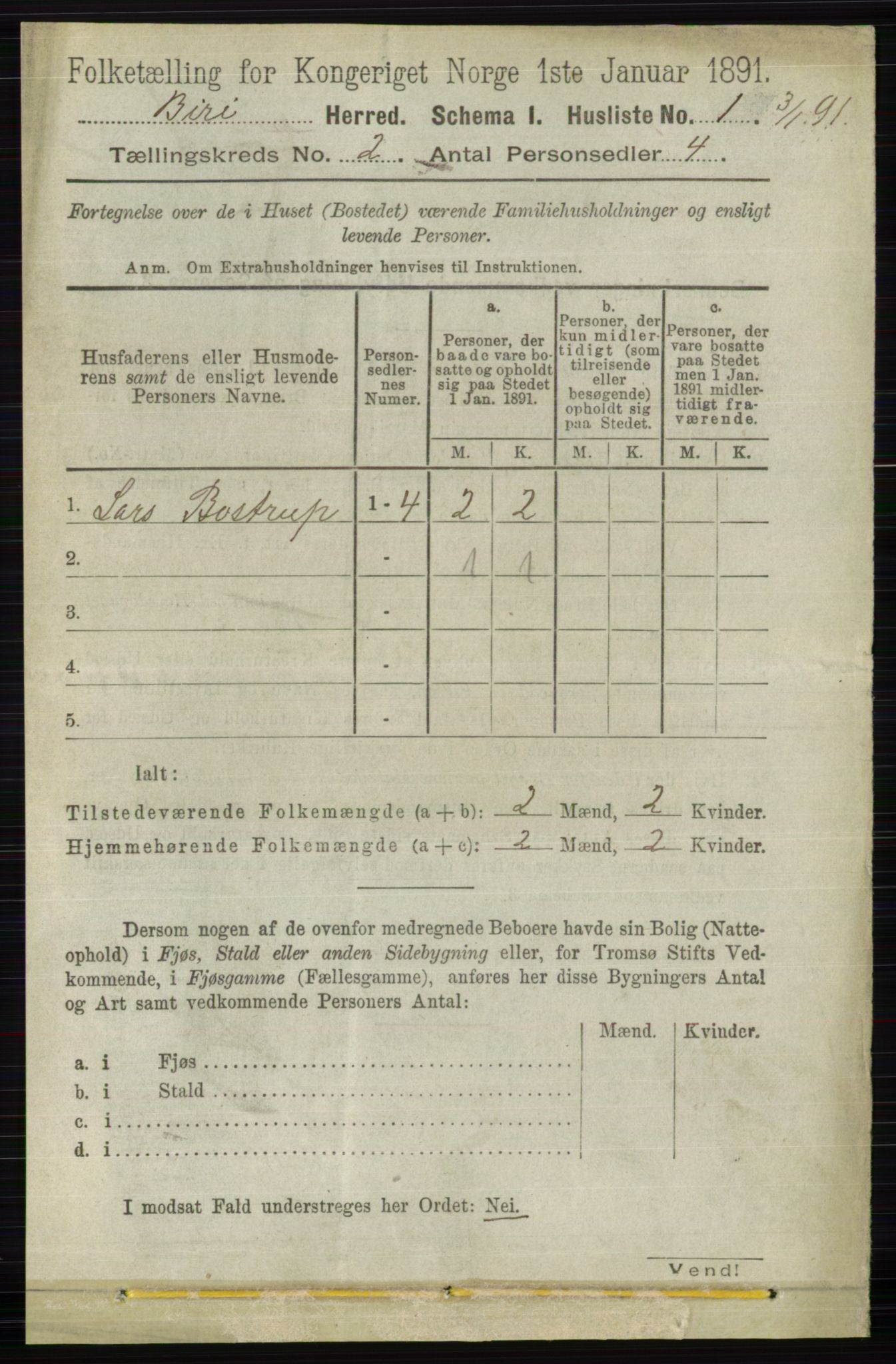 RA, 1891 census for 0525 Biri, 1891, p. 458