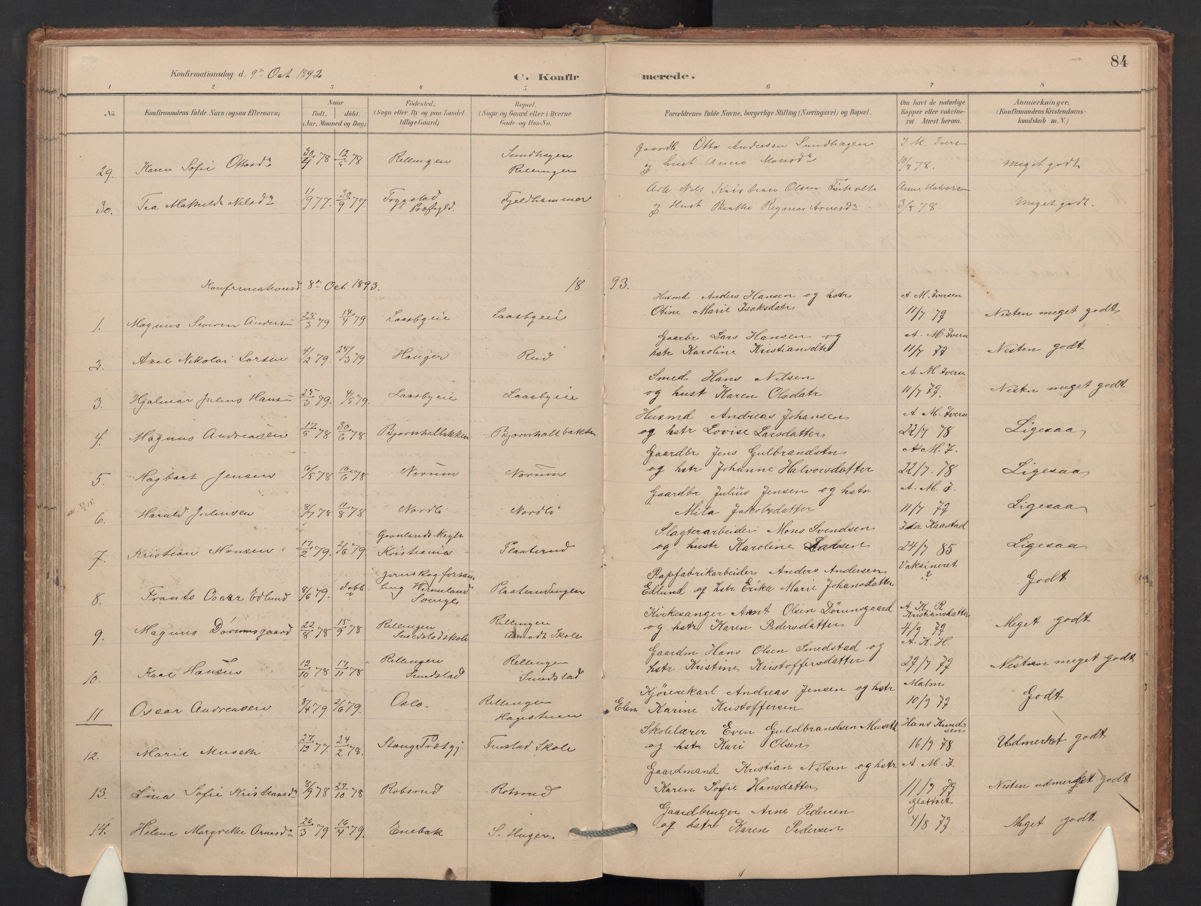 Skedsmo prestekontor Kirkebøker, AV/SAO-A-10033a/G/Gb/L0001: Parish register (copy) no. II 1, 1883-1903, p. 84