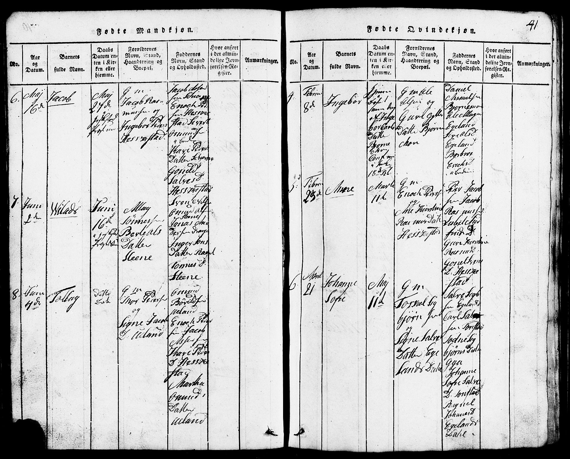 Lund sokneprestkontor, AV/SAST-A-101809/S07/L0001: Parish register (copy) no. B 1, 1815-1853, p. 41