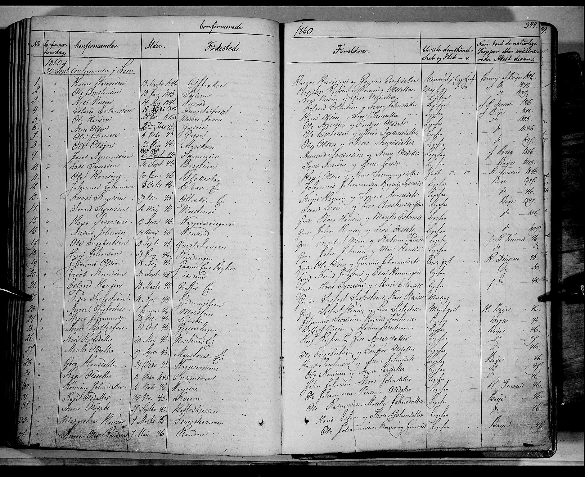 Lom prestekontor, AV/SAH-PREST-070/K/L0006: Parish register (official) no. 6A, 1837-1863, p. 344