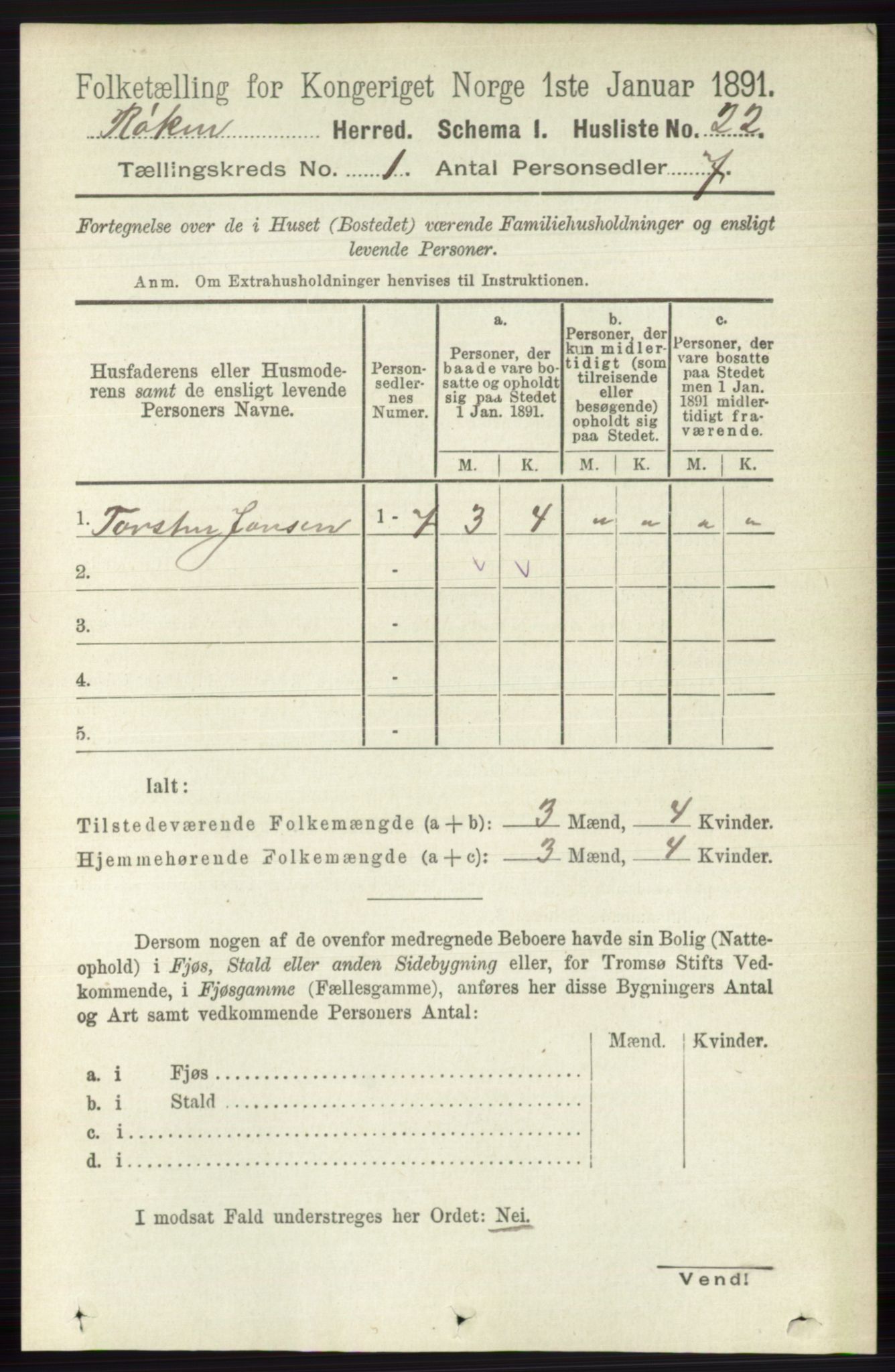 RA, 1891 census for 0627 Røyken, 1891, p. 44