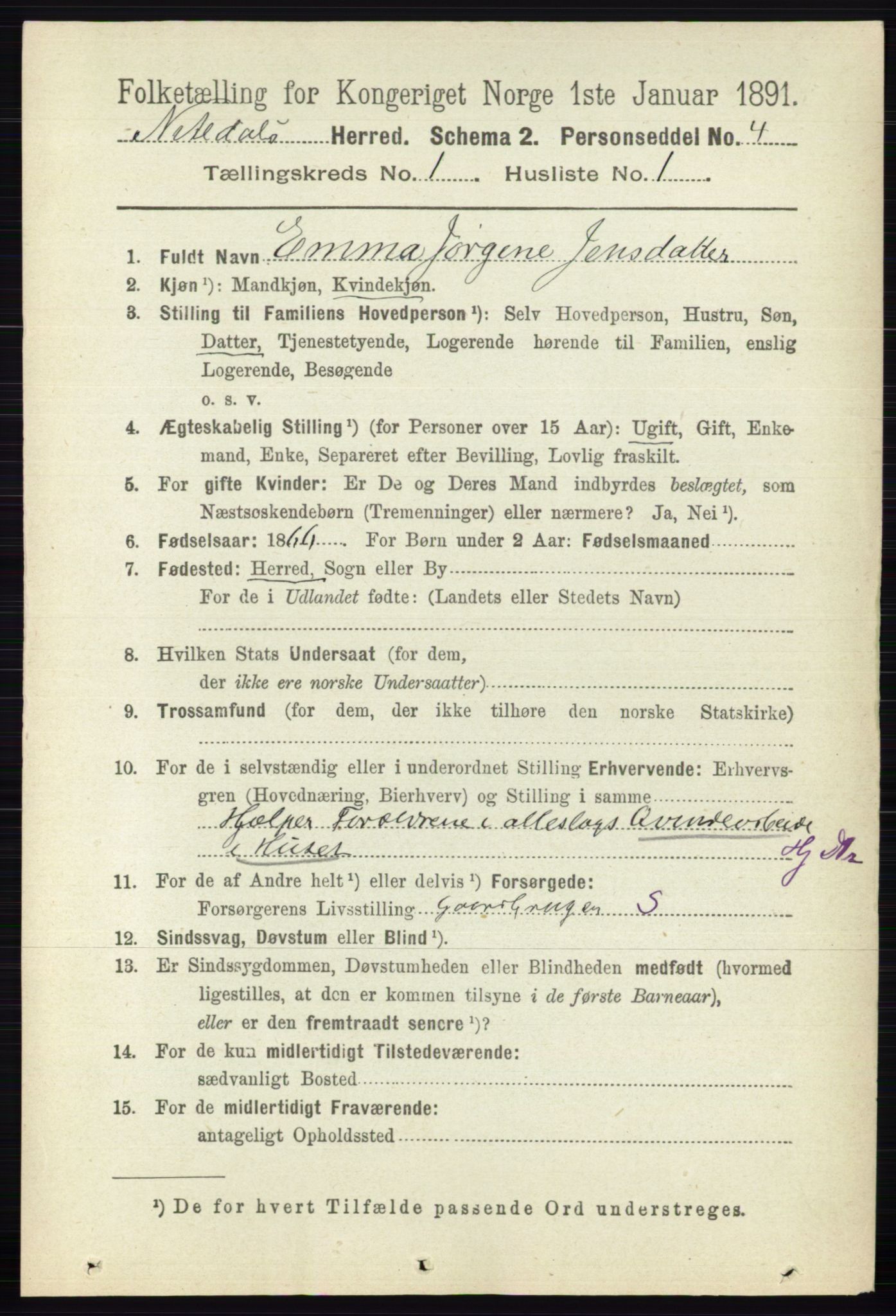 RA, 1891 census for 0233 Nittedal, 1891, p. 92