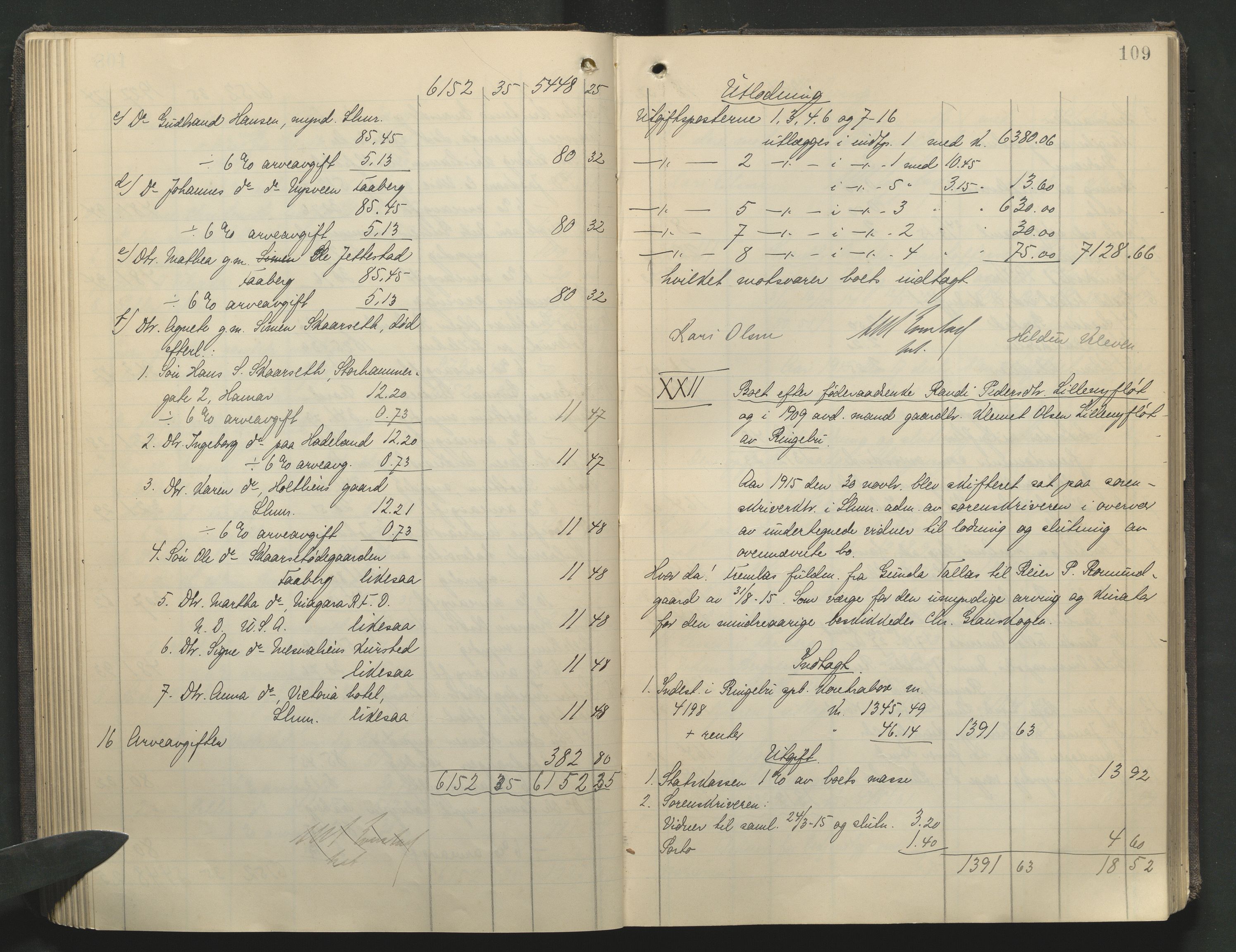 Sør-Gudbrandsdal tingrett, AV/SAH-TING-004/J/Ja/Jae/L0002: Skifteutlodningsprotokoll - landet, 1912-1921, p. 109