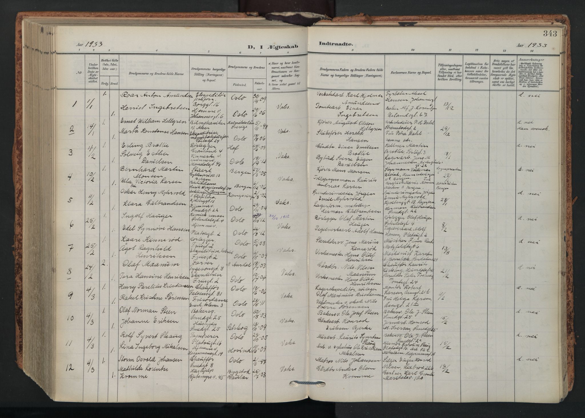 Grønland prestekontor Kirkebøker, AV/SAO-A-10848/F/Fa/L0017: Parish register (official) no. 17, 1906-1934, p. 343