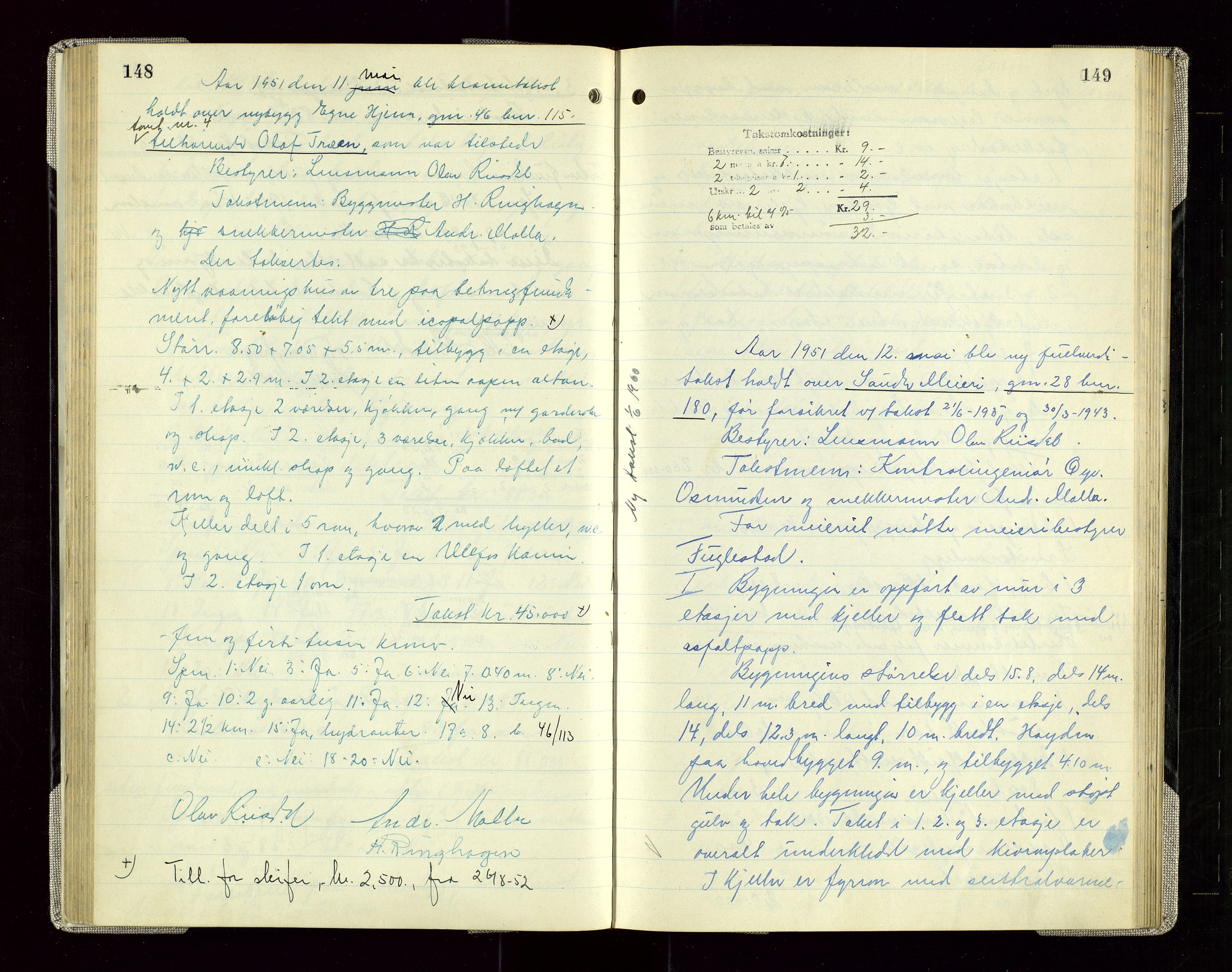 Sauda lensmannskontor, SAST/A-100177/Goa/L0005: "Branntakstprotokoll for Sauda lensmannsdistrikt", 1946-1955, p. 148-149