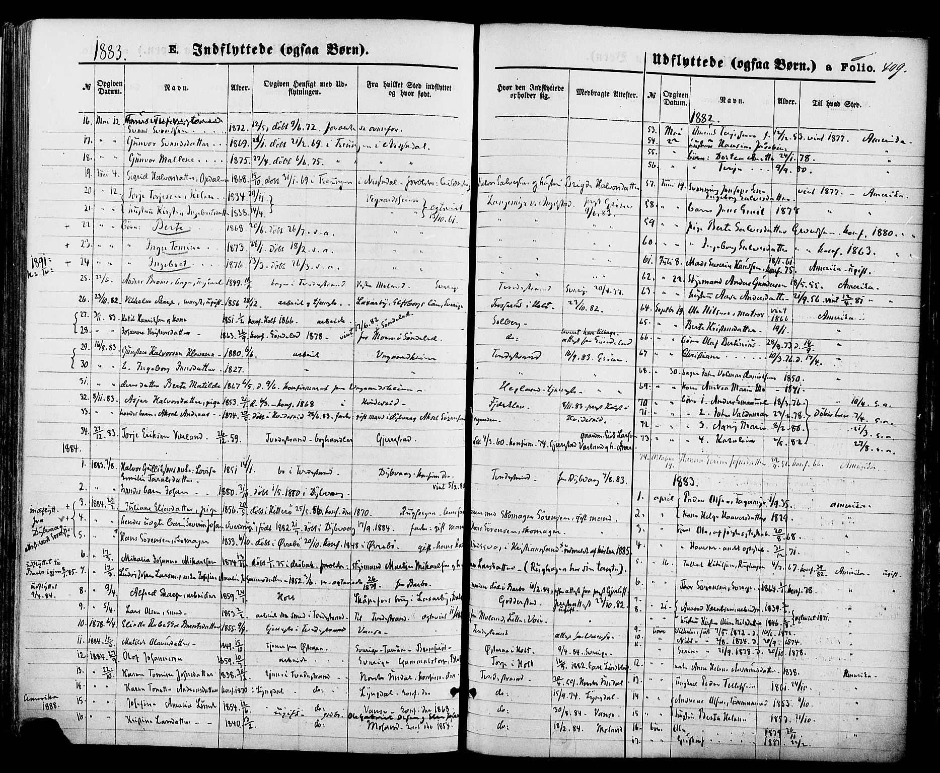 Holt sokneprestkontor, AV/SAK-1111-0021/F/Fa/L0010: Parish register (official) no. A 10, 1872-1885, p. 409