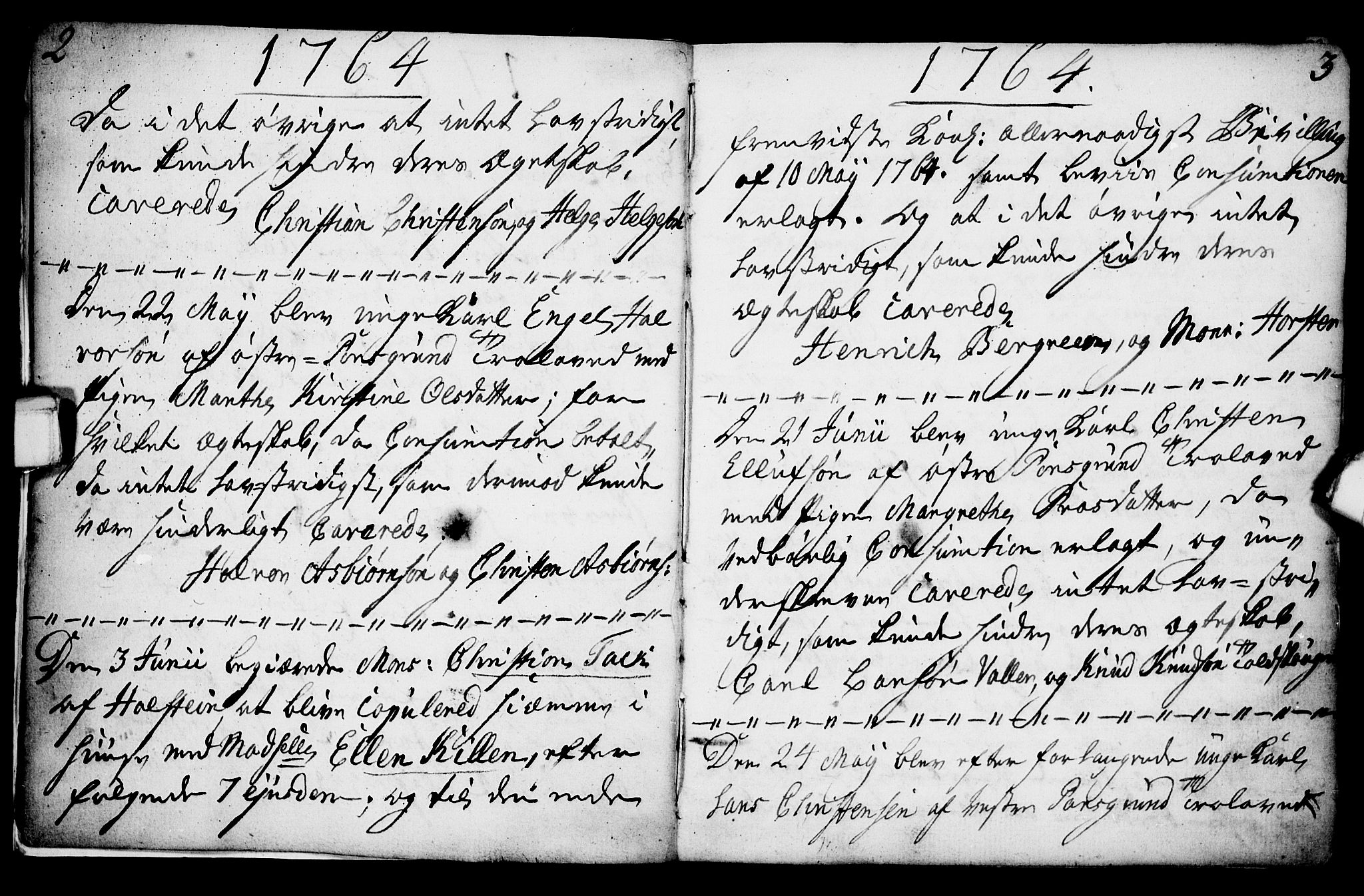 Porsgrunn kirkebøker , AV/SAKO-A-104/F/Fa/L0003: Parish register (official) no. 3, 1764-1814, p. 2-3