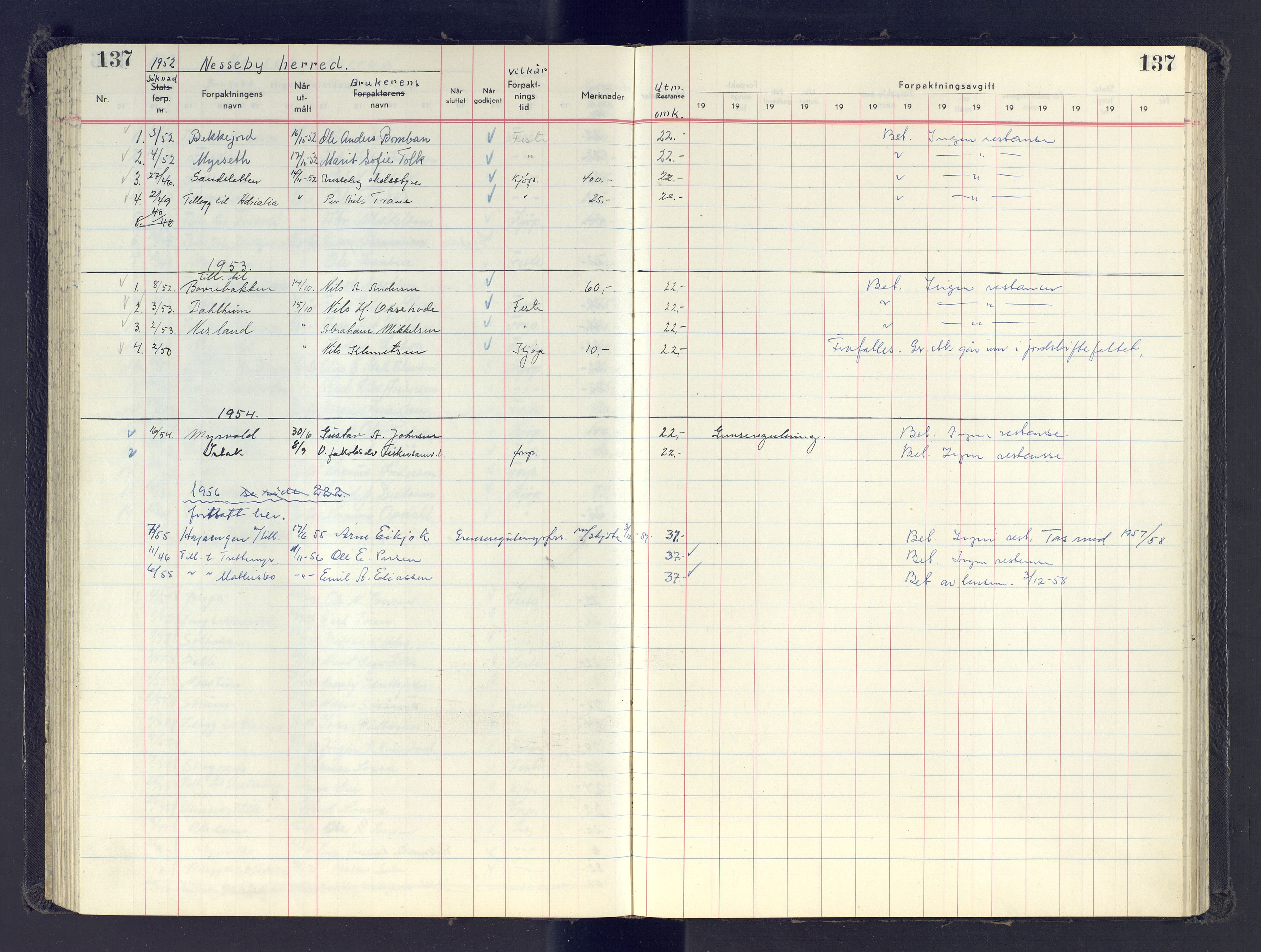 Finnmark jordsalgskommisjon/jordsalgskontor og Statskog SF Finnmark jordsalgskontor, AV/SATØ-S-1443/J/Jb/L0001: Protokoll for salg og forpaktning, 1948-1958, p. 137