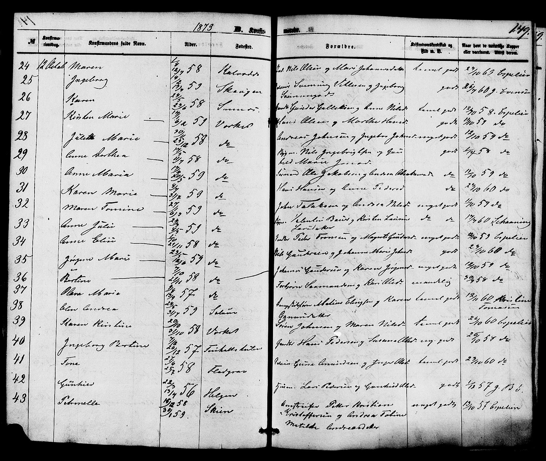 Holla kirkebøker, AV/SAKO-A-272/F/Fa/L0007: Parish register (official) no. 7, 1869-1881, p. 149