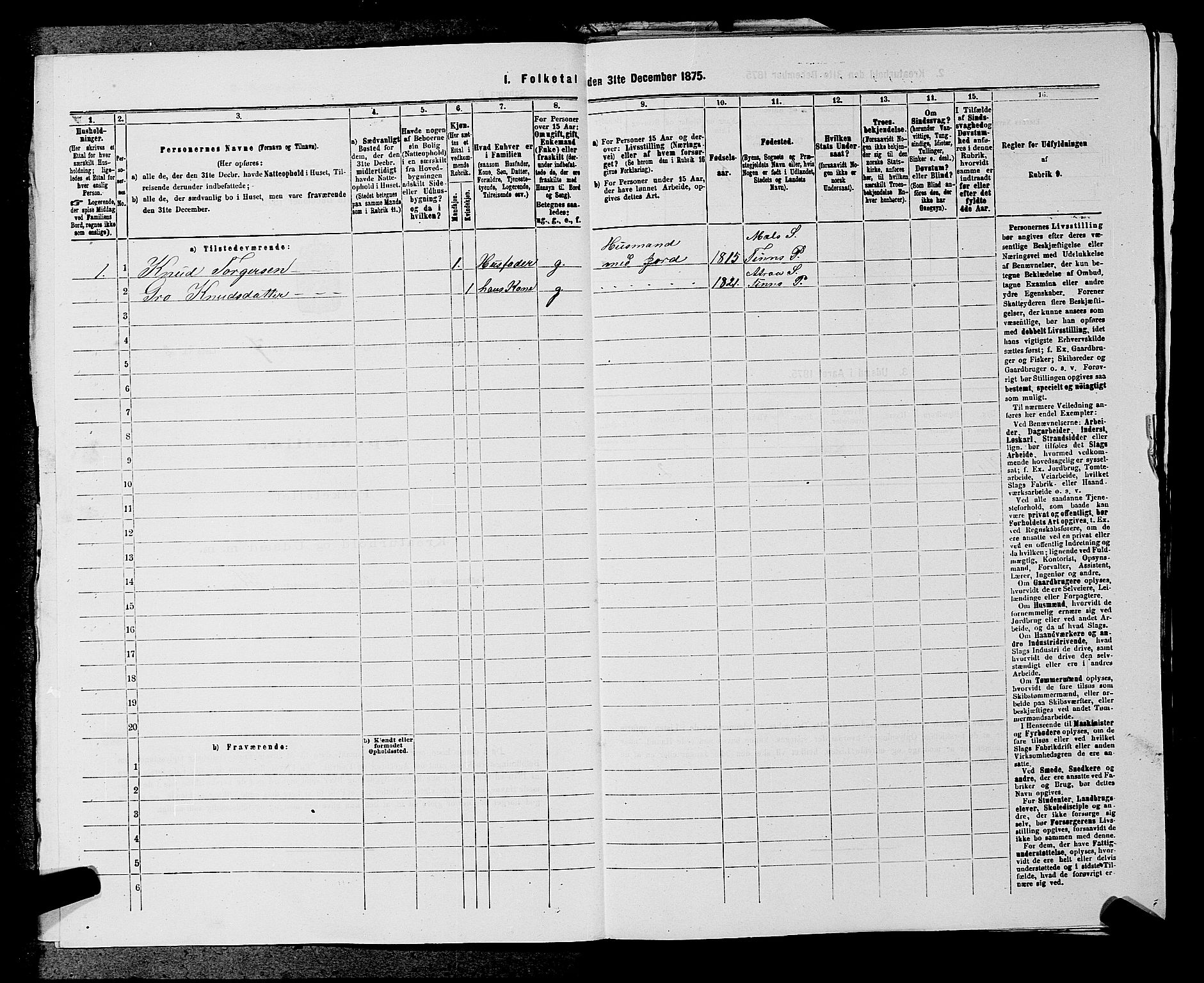 SAKO, 1875 census for 0824P Gransherad, 1875, p. 808