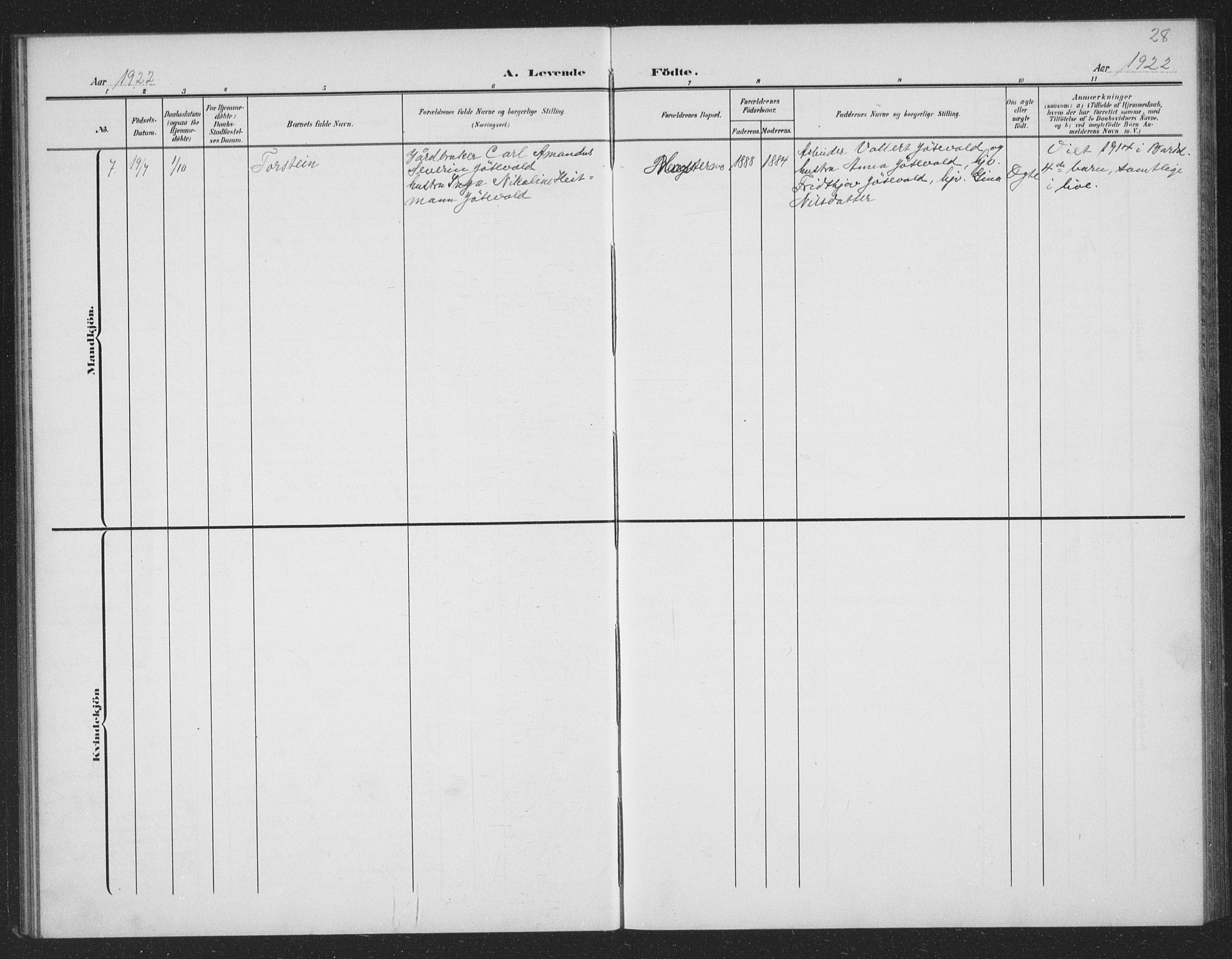 Ministerialprotokoller, klokkerbøker og fødselsregistre - Nordland, AV/SAT-A-1459/833/L0502: Parish register (copy) no. 833C01, 1906-1934, p. 28