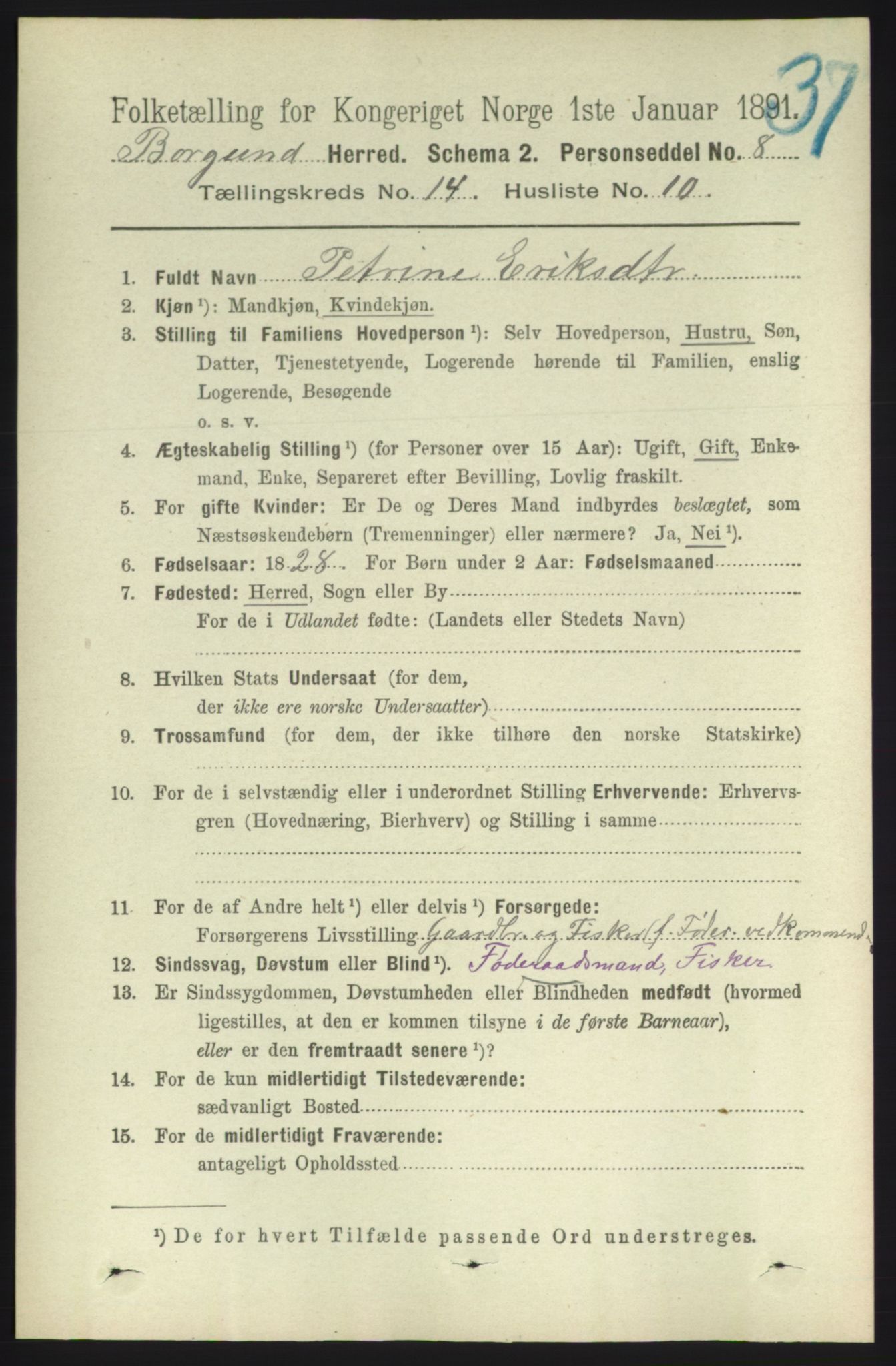 RA, 1891 census for 1531 Borgund, 1891, p. 4169