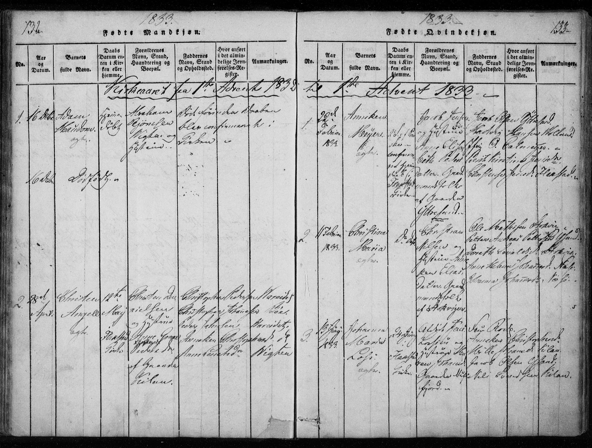 Ministerialprotokoller, klokkerbøker og fødselsregistre - Nordland, AV/SAT-A-1459/885/L1201: Parish register (official) no. 885A02, 1820-1837, p. 132-133