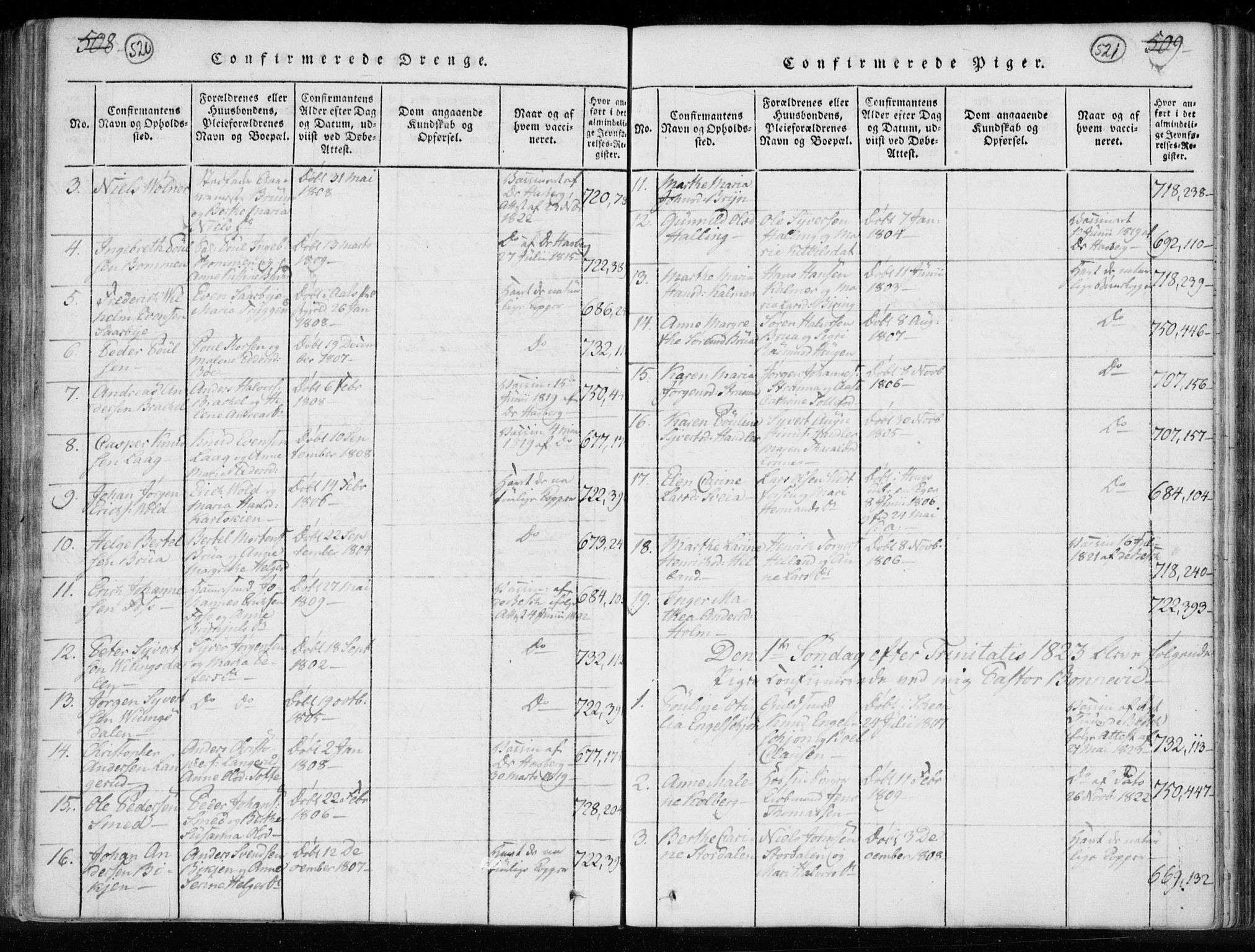 Kongsberg kirkebøker, AV/SAKO-A-22/F/Fa/L0008: Parish register (official) no. I 8, 1816-1839, p. 520-521