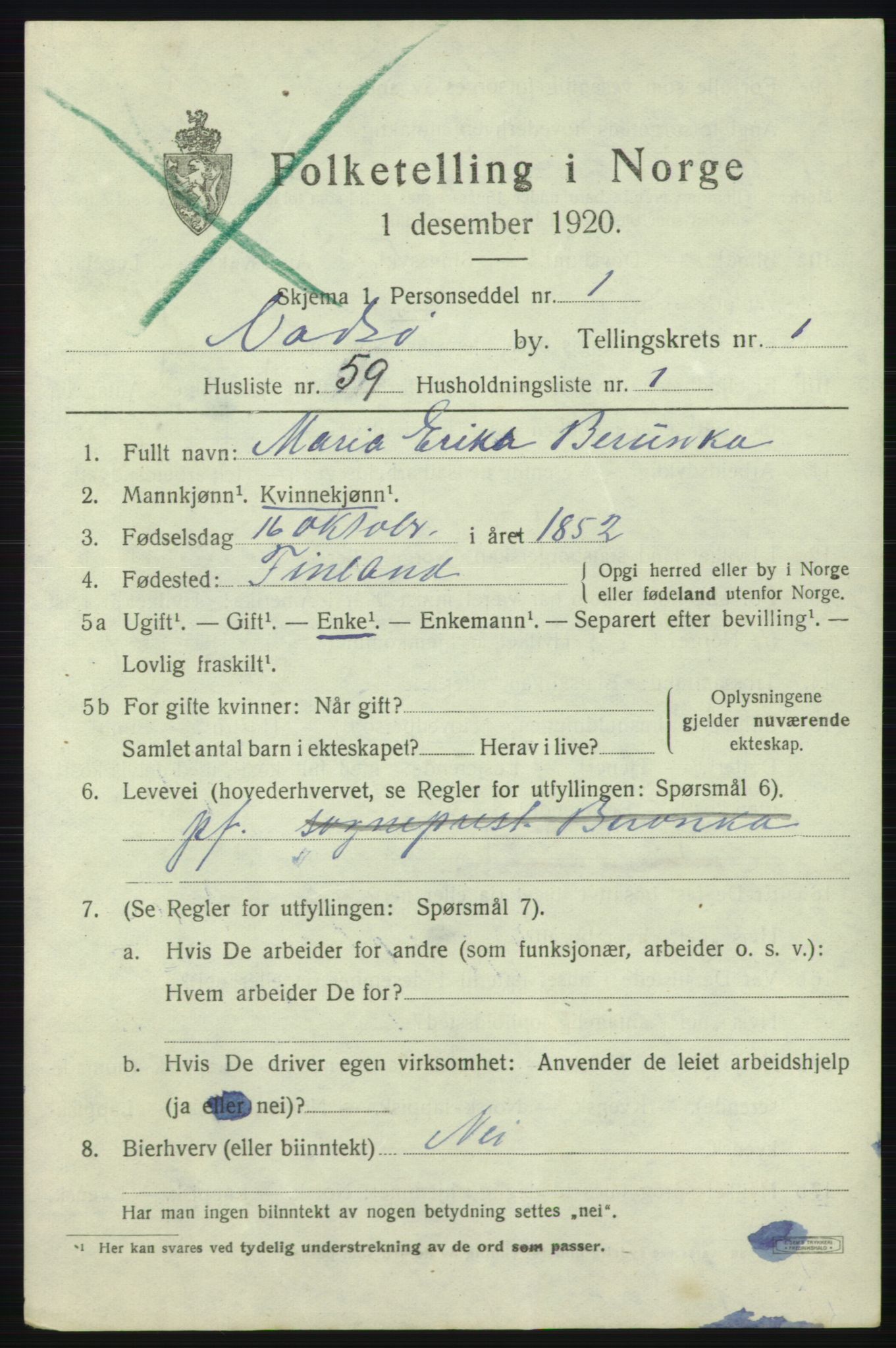 SATØ, 1920 census for Vadsø, 1920, p. 2191
