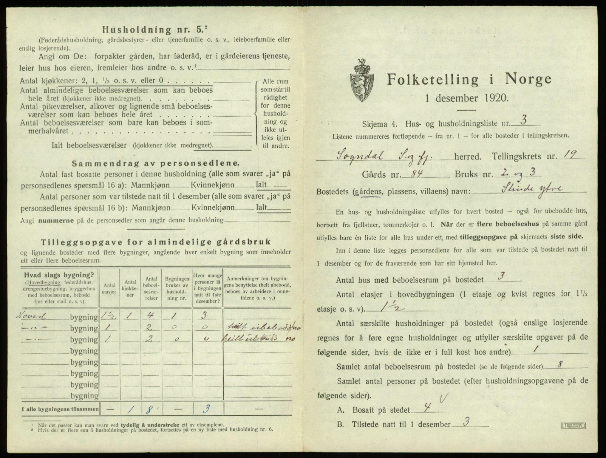 SAB, 1920 census for Sogndal, 1920, p. 1027